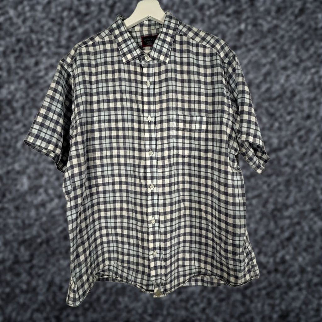 UNTUCKit UNTUCKit Mens Wrinkle-Resistant Gingham Short Sleeve Linen Shirt XL Blue NWOT Size US XL / EU 56 / 4 - 1 Thumbnail