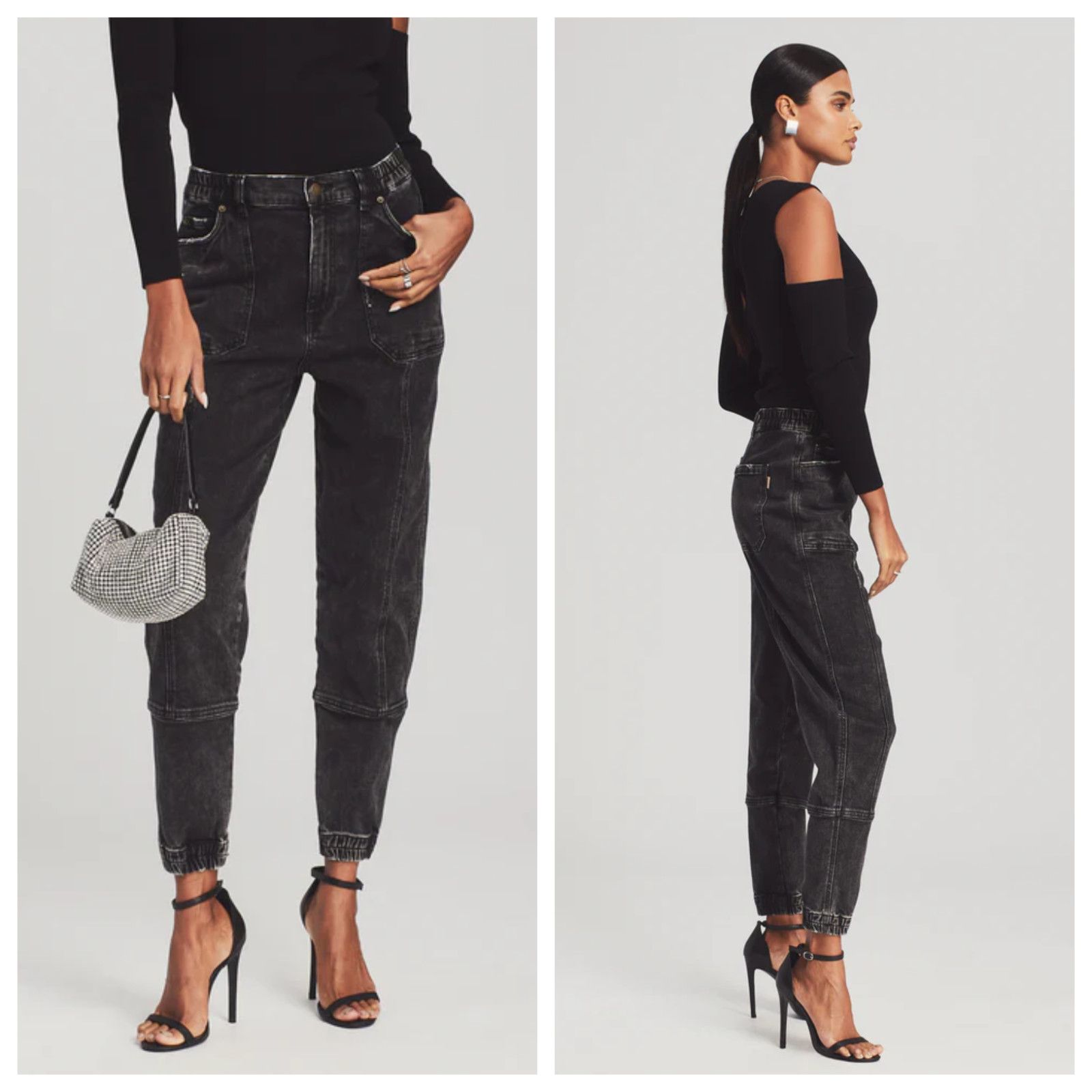 RETROFETE $325 Carter Pant Jogger High-Rise in Black Onyx 29