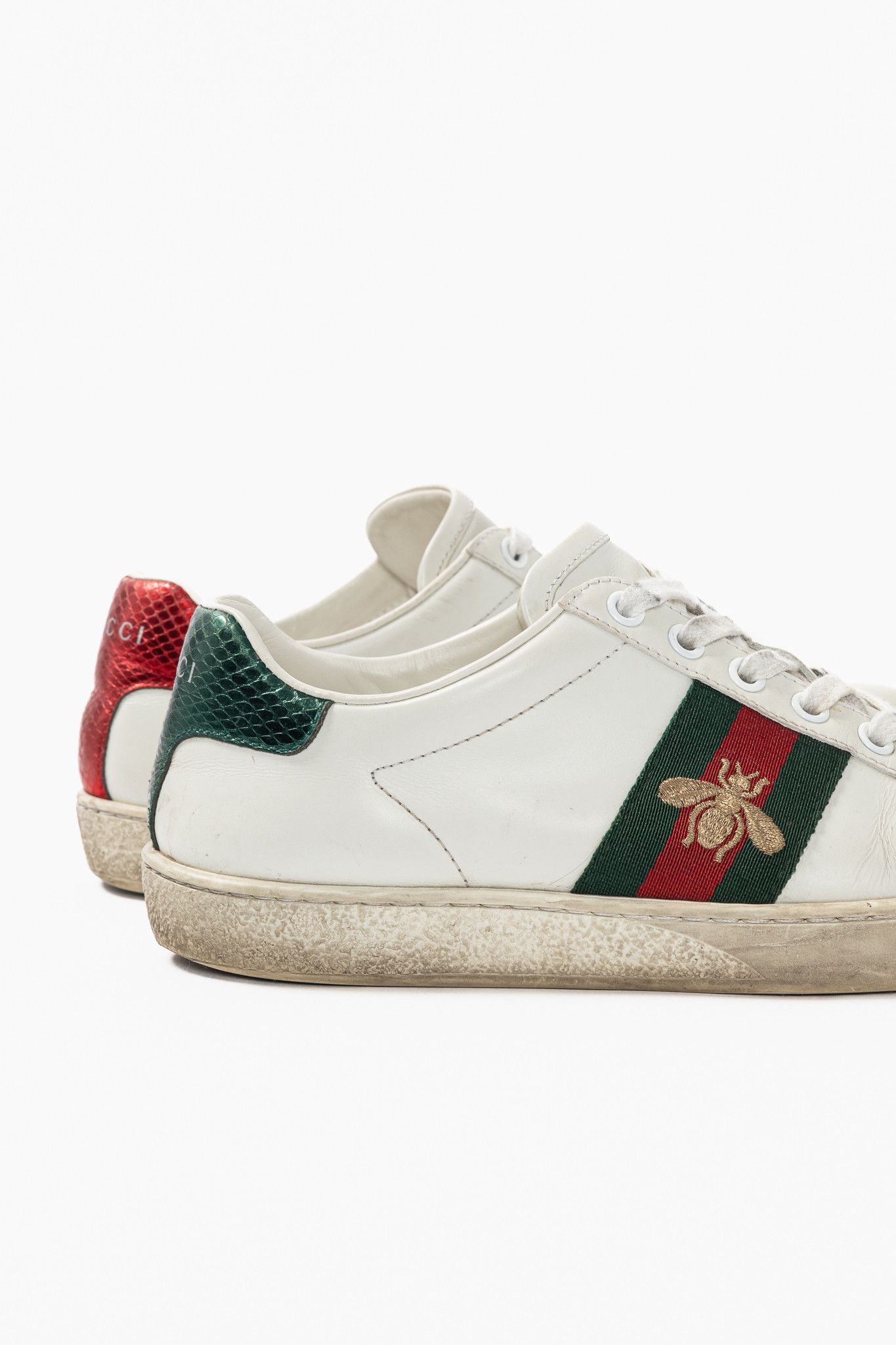 Gucci Gucci Ace Bee White Leather Lace-Up Sneakers Size US 6.5 / IT 36.5 - 7 Thumbnail