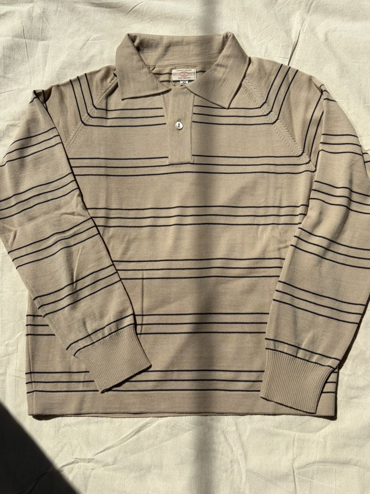 At Last & Co At last co timeworn beige raglan sleeve wool knitted polo Size US L / EU 52-54 / 3 - 1 Thumbnail