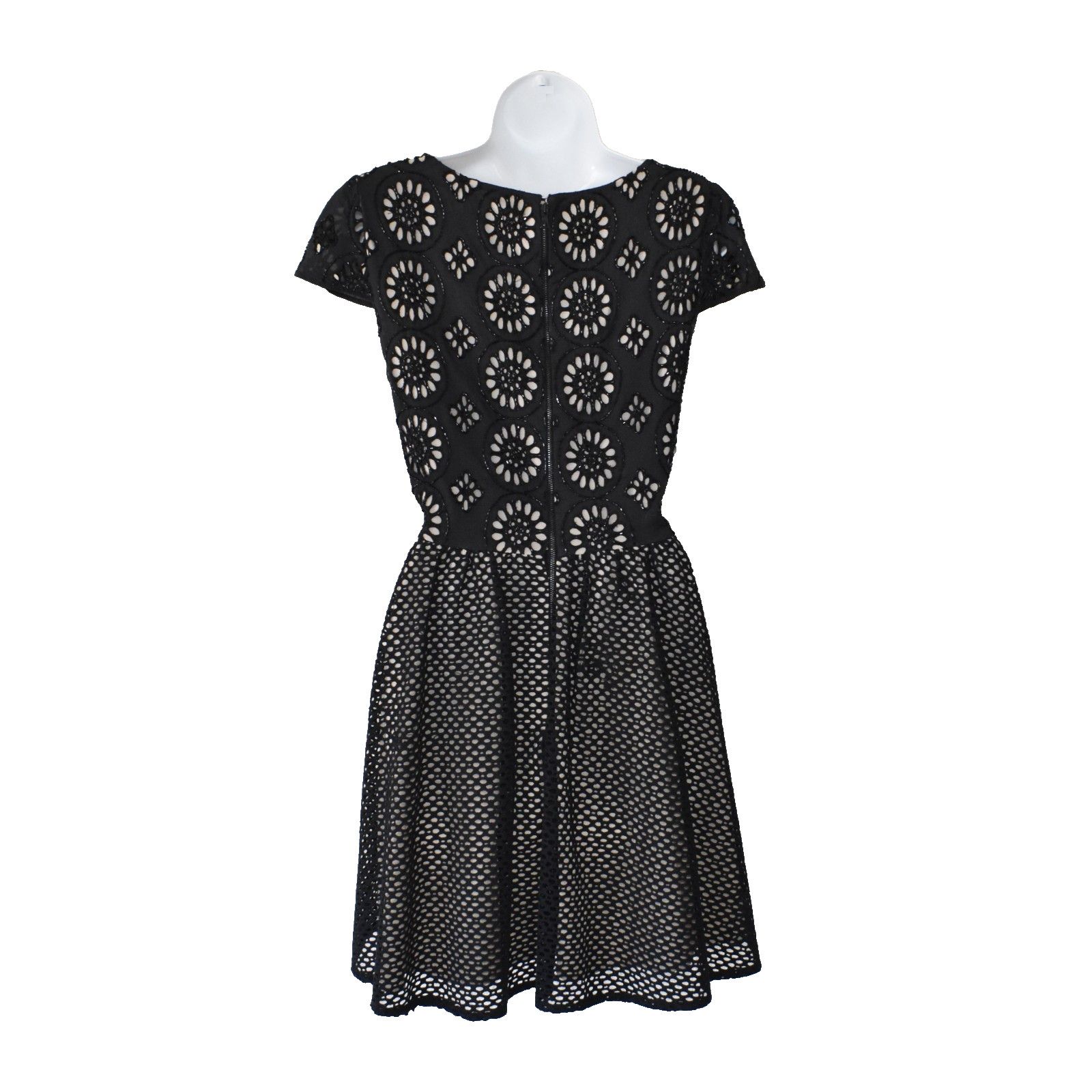 Alice + Olivia ALICE + OLIVIA Sonny Black Floral Beaded Eyelet Dress Size 8 Size M / US 6-8 / IT 42-44 - 3 Thumbnail
