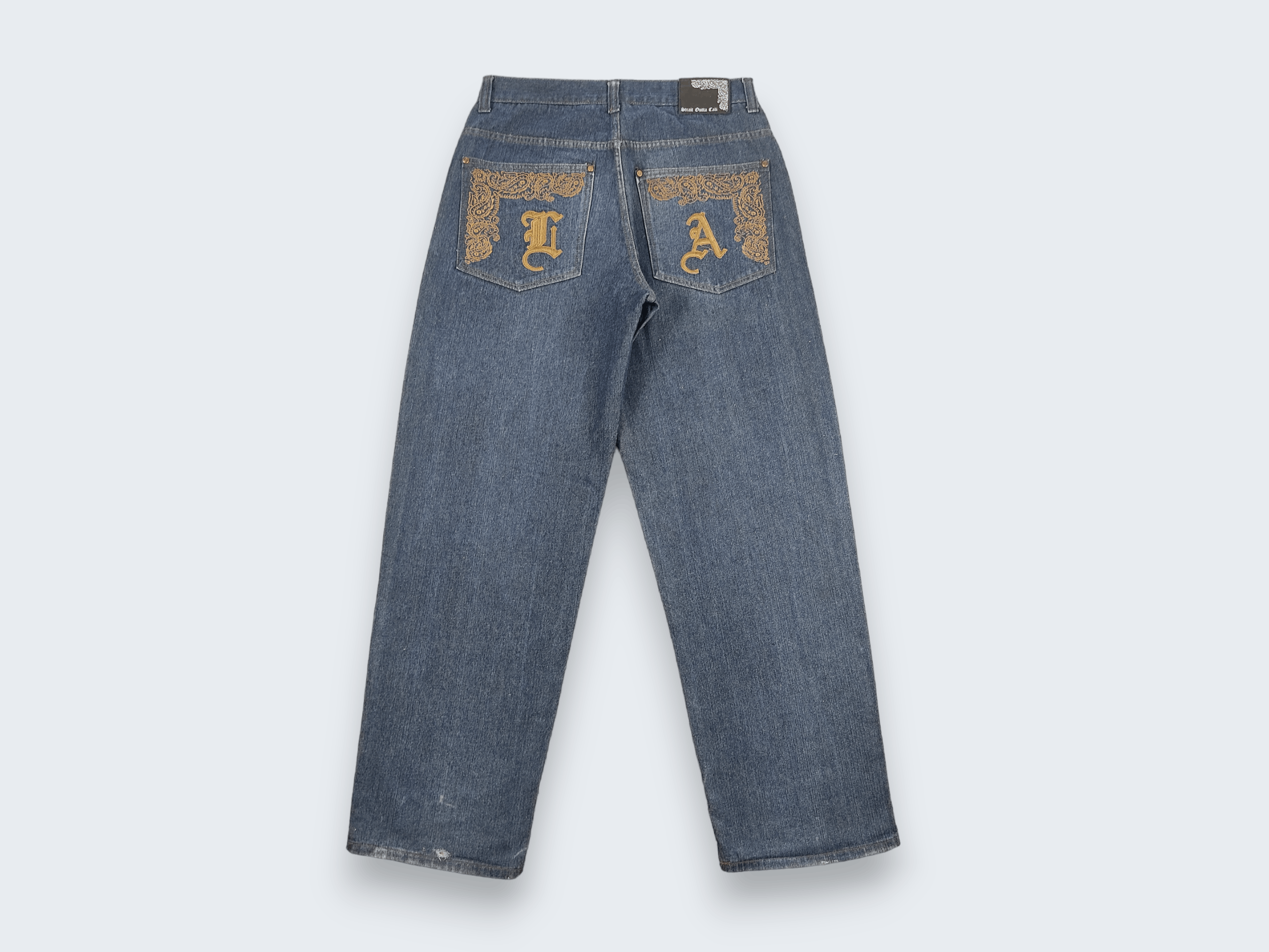 Vintage Vintage Straight Outta Cali Blue Wash Jeans L560 Size US 34 / EU 50 - 7 Thumbnail