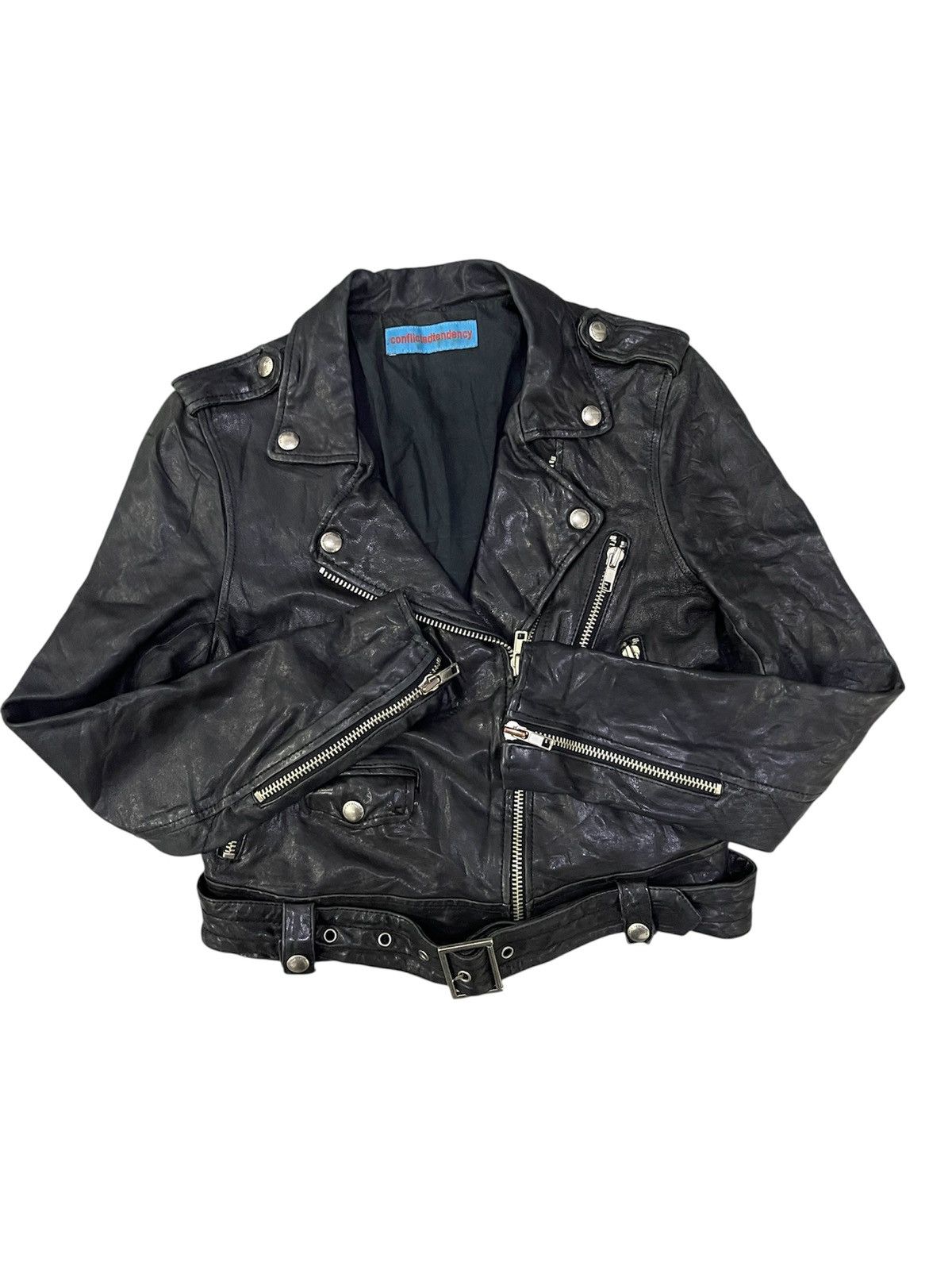 Genuine Leather Conflictedtendency sheep skin cropped biker jacket Size S / US 4 / IT 40 - 2 Thumbnail
