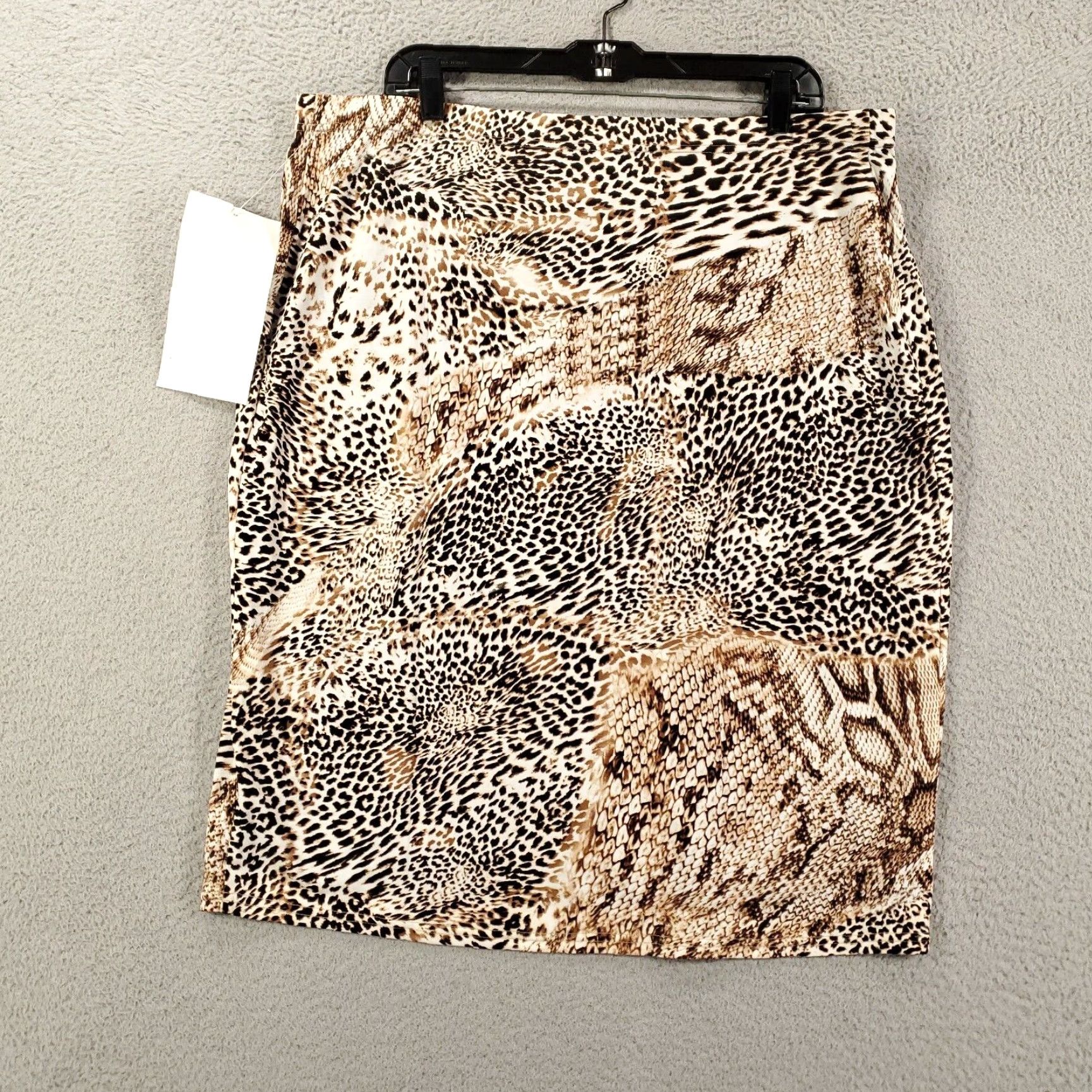 Vintage Ashro New Animal Print Skirt Womens 1X Pencil Pull On Leopard Jaguar Cheetah Multi Size 40" / US 18 - 4 Thumbnail