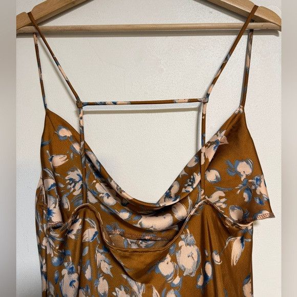 Other Audrey 3+1 Rust Floral Cowl Neck Slip Dress – Size L Size L / US 10 / IT 46 - 7 Thumbnail