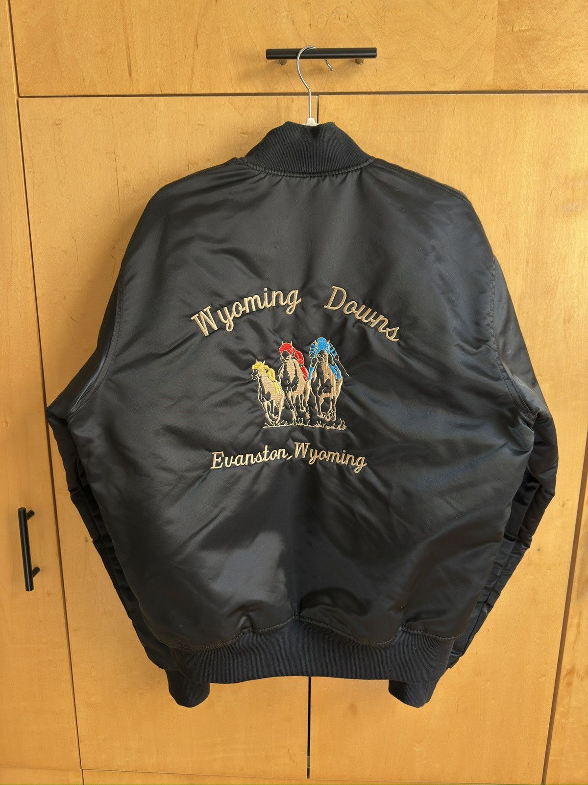 Vintage Wyoming Downs Satin Bomber Black Size US L / EU 52-54 / 3 - 3 Thumbnail