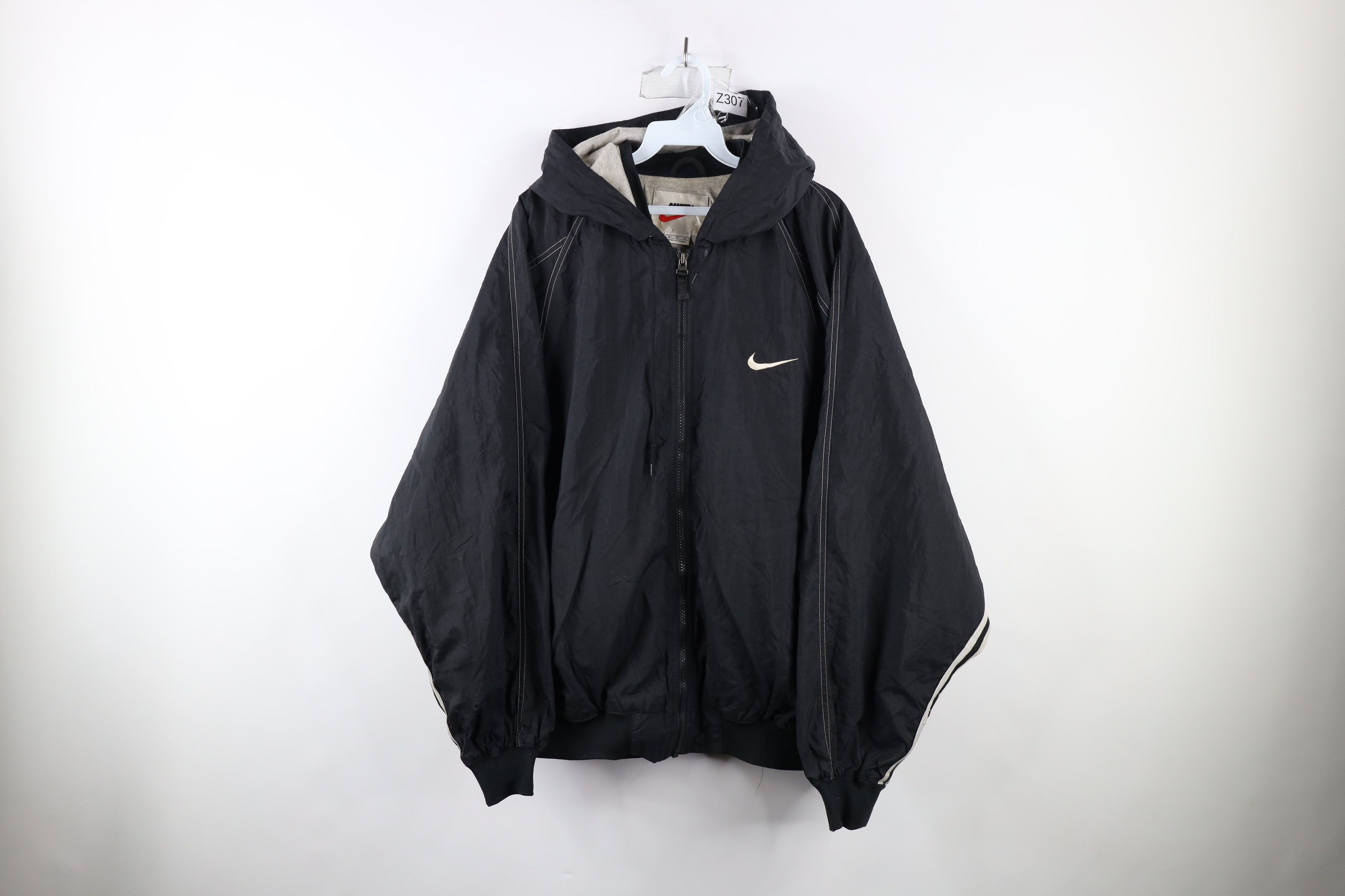 image of 90's Nike Scott Mini Swoosh Lined Hooded Jacket in Black, Men's (Size XL)