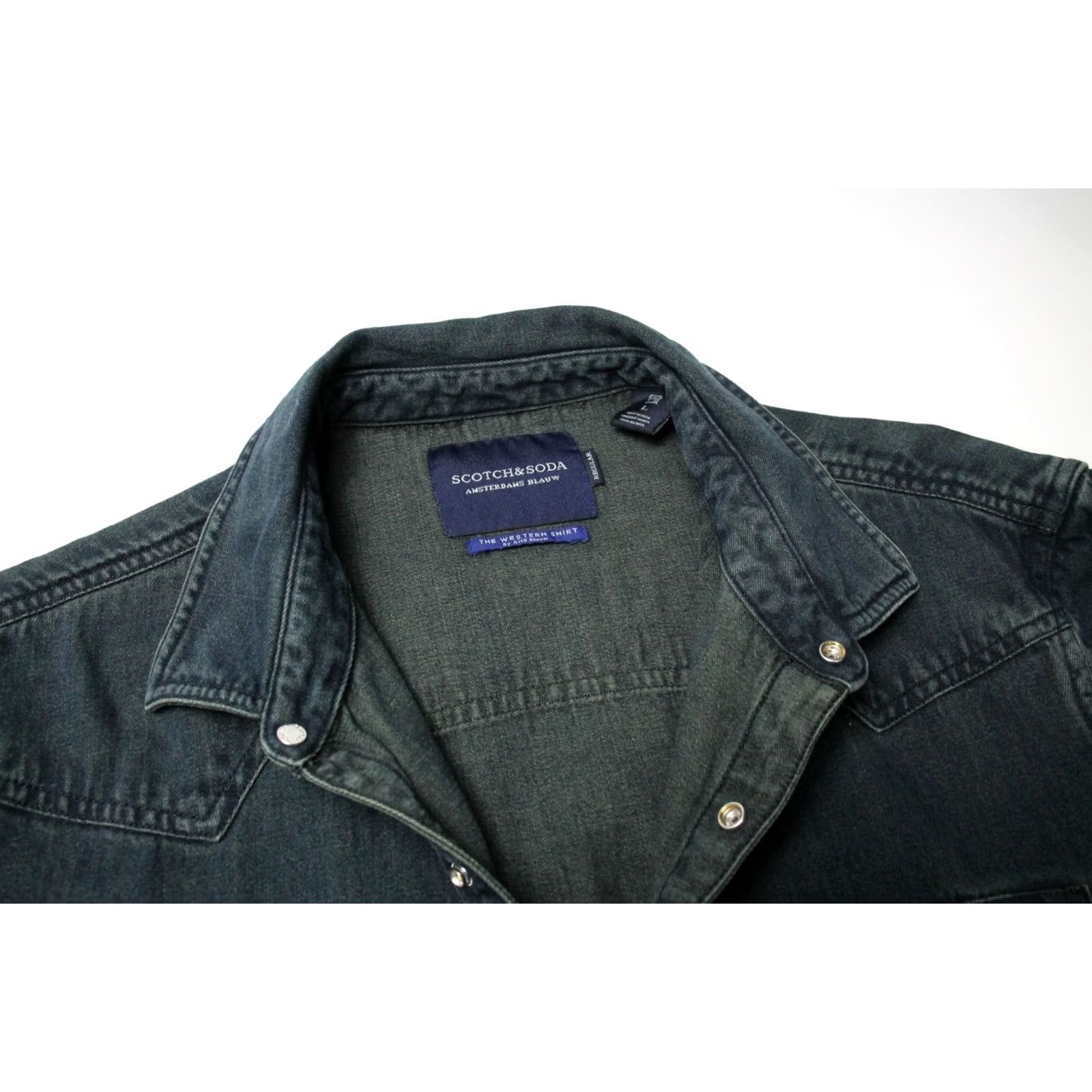Scotch & Soda SCOTCH & SODA The Western Shirt Regular Shirt Men's LARGE Dark Denim Aged Look Size US L / EU 52-54 / 3 - 4 Thumbnail