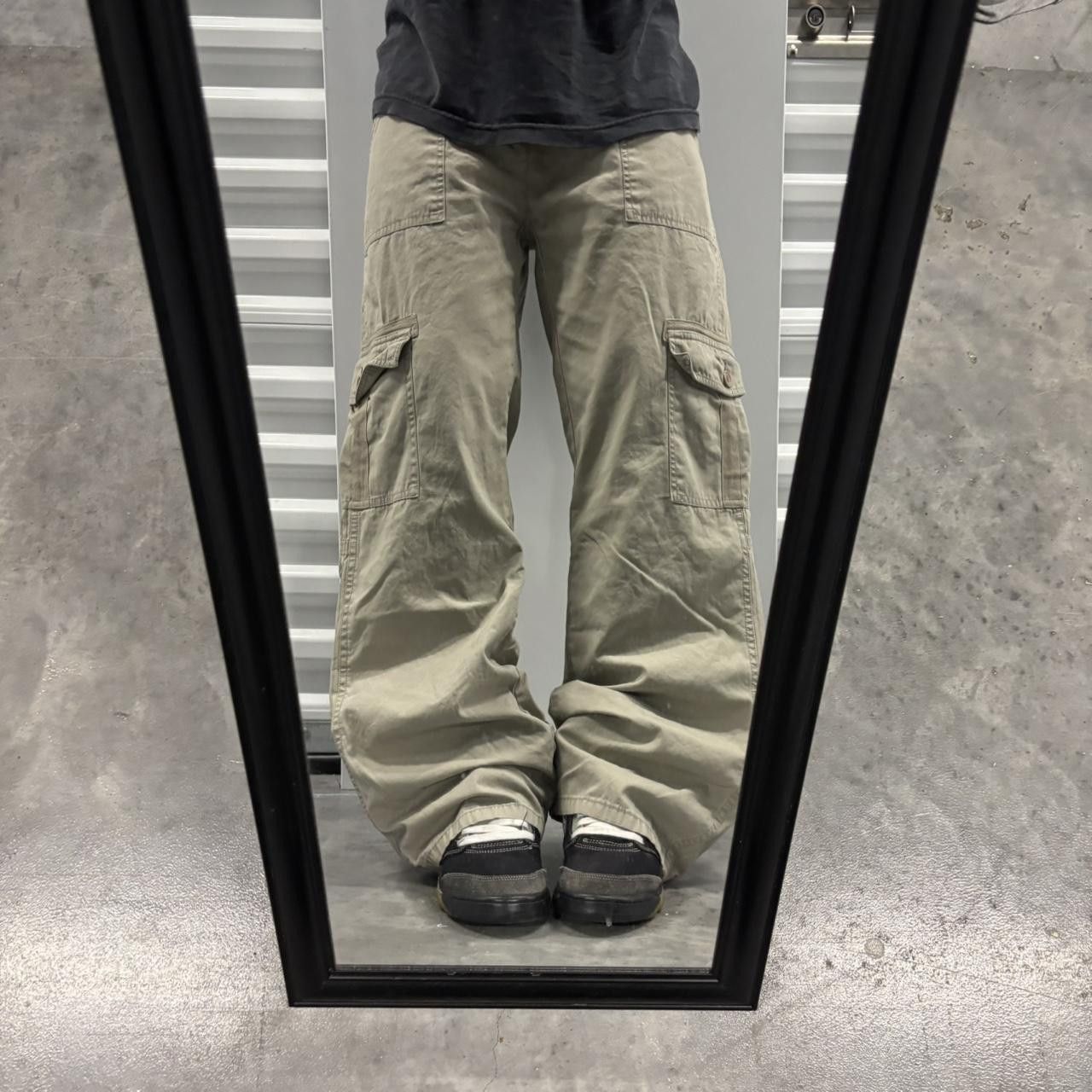 Japanese Brand × Vintage Crazy Vintage Y2K:2000s Baggy Khaki Cream Streetwear Skater Style Cargo Pants! Size US 36 / EU 52 - 1 Thumbnail