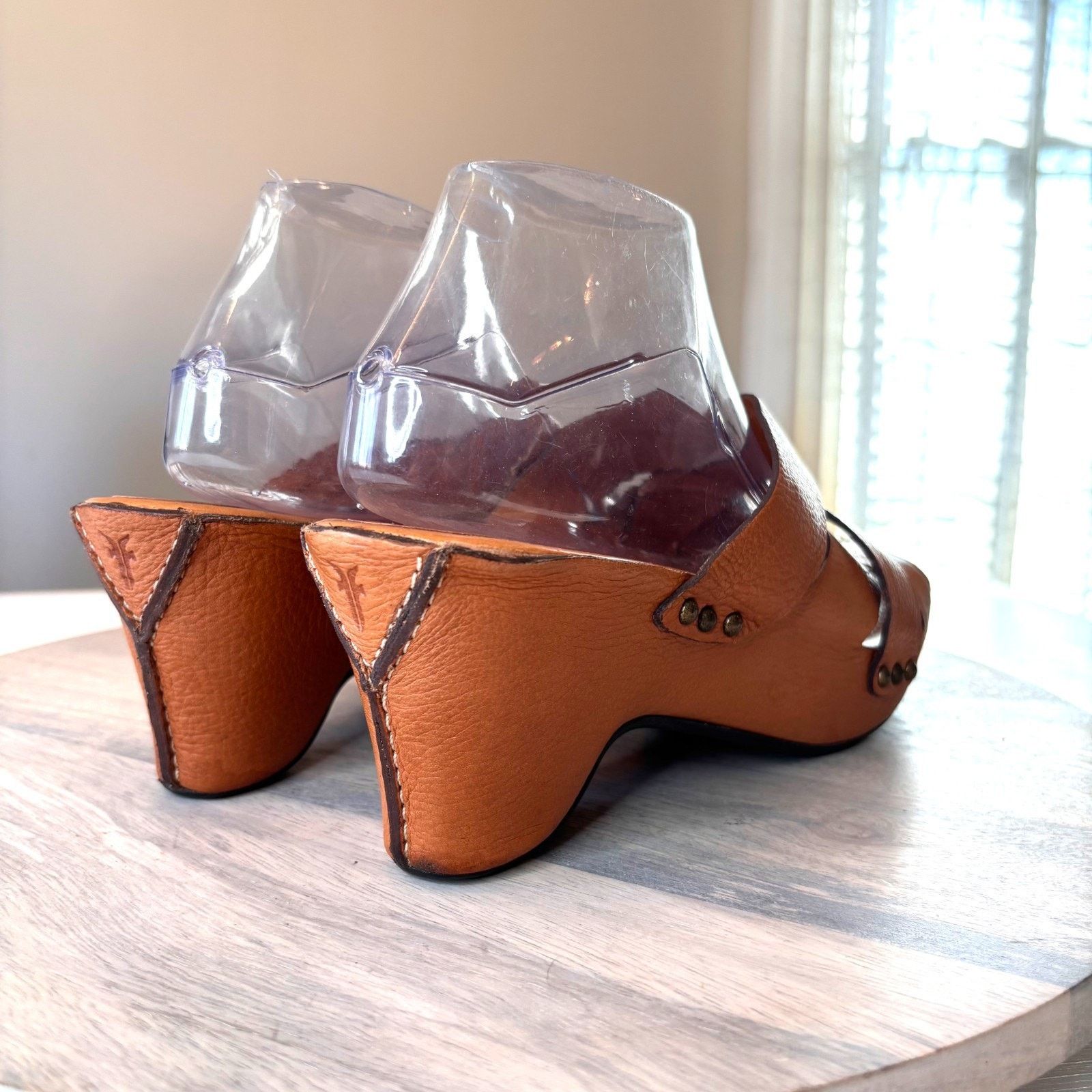 Frye Frye Brown Leather Sandals Mule Studded Heel Women's 10B 10 Size US 10 / IT 40 - 6 Thumbnail