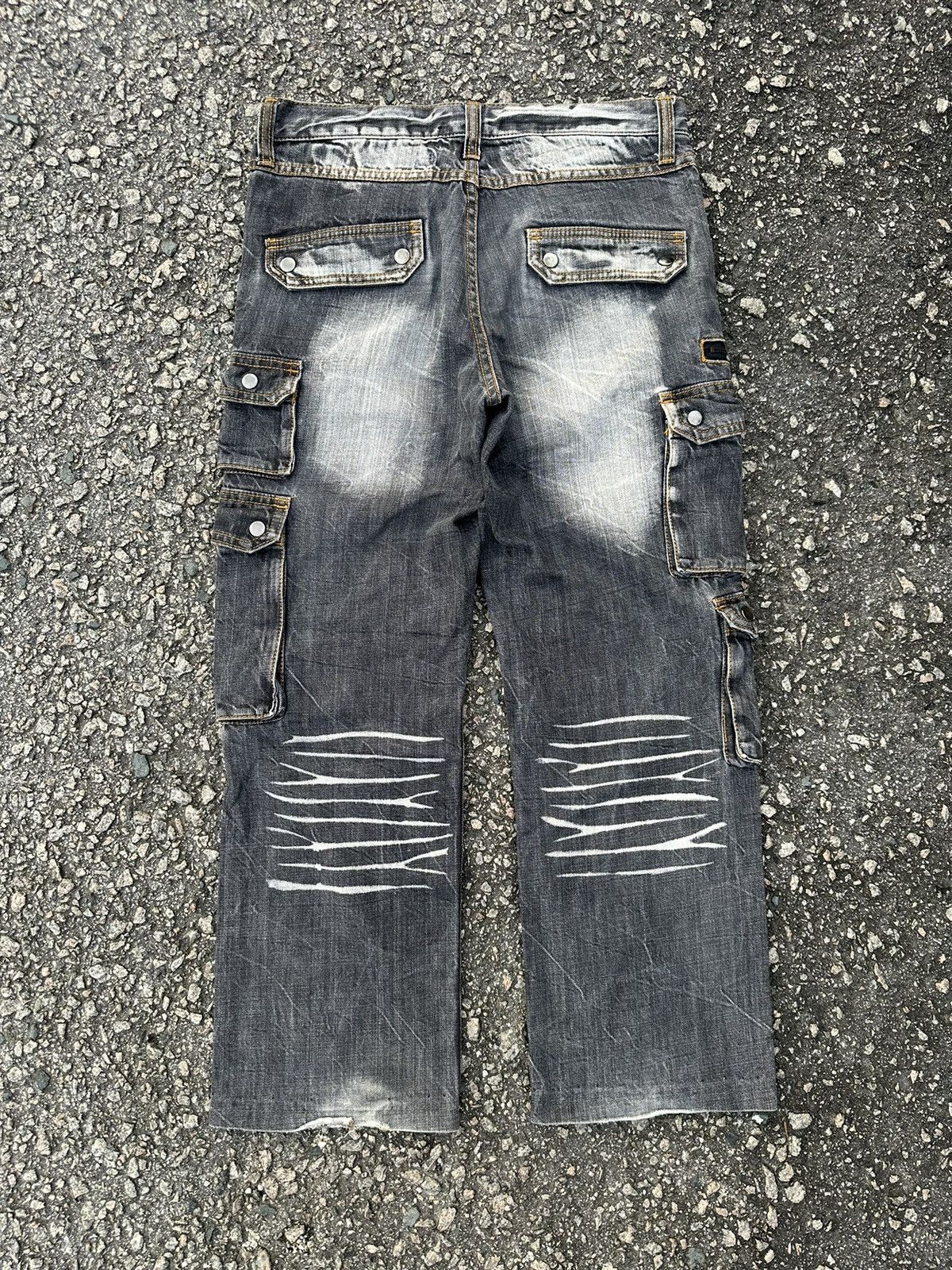 If Six Was Nine DENIM CARGO PANTS VOMANIE FADED VINTAGE Size US 30 / EU 46 - 3 Thumbnail