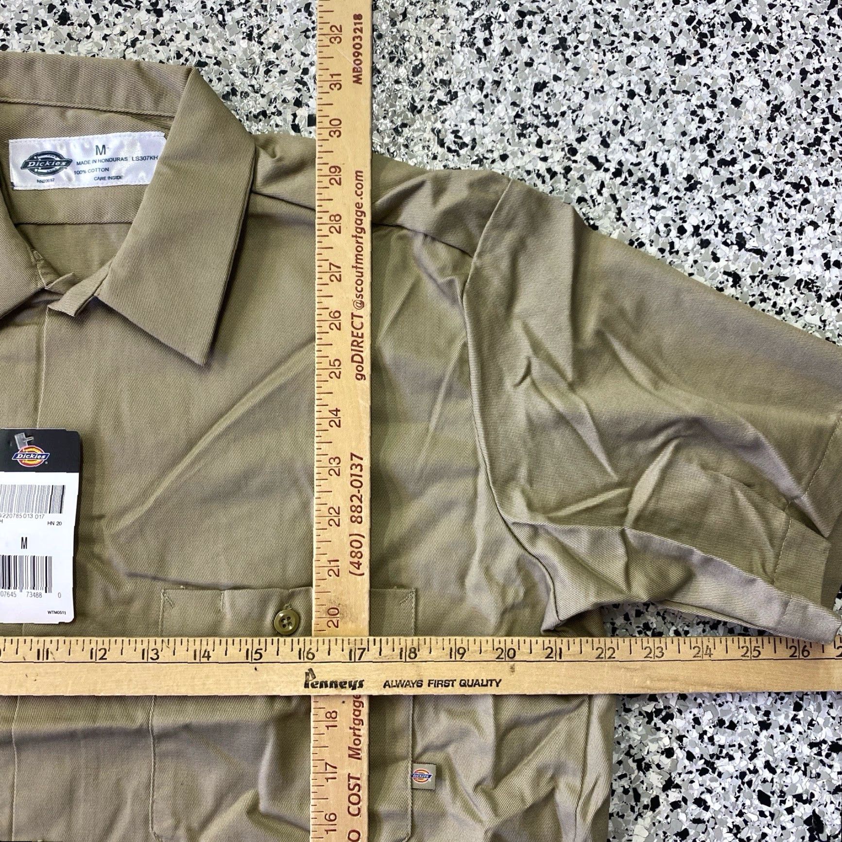 Dickies Dickies Mens Short Sleeve Work Shirt Khaki Tan M Beige Polyester Pockets Button Up Size US M / EU 48-50 / 2 - 2 Thumbnail