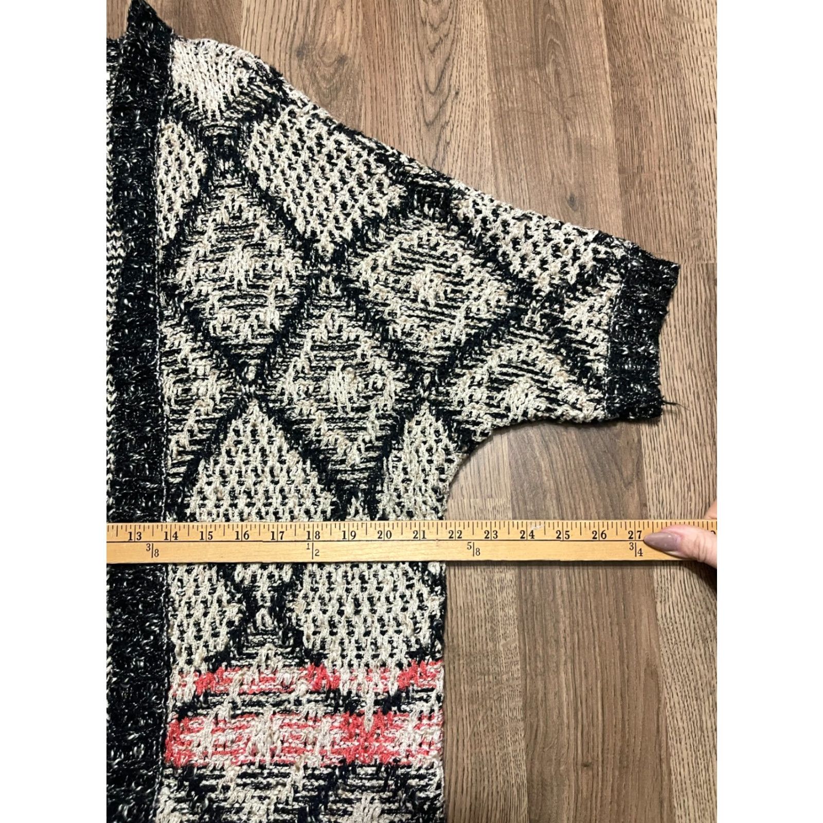 Vintage En Creme Sweater Women's Size Medium Pink Black White Open Cardigan Knit Size M / US 6-8 / IT 42-44 - 5 Thumbnail