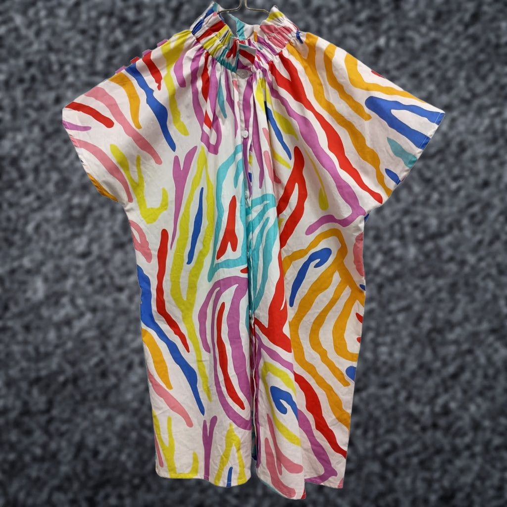 Vintage Layerz Clothing Top Womens M Wearable Art BOHO Abstract Print Short Sleeve Size M / US 6-8 / IT 42-44 - 1 Thumbnail