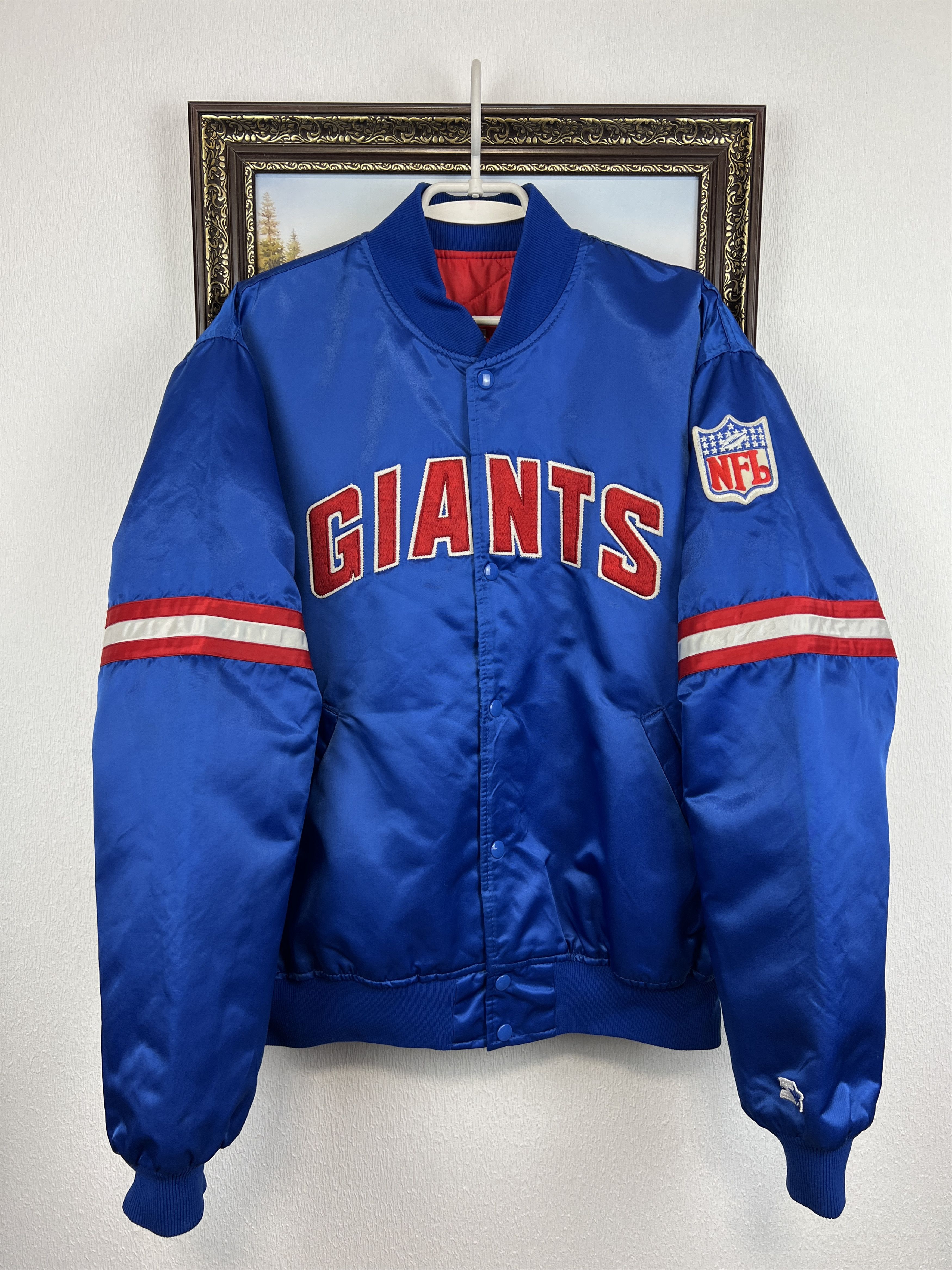 Starter Vintage 90's Starter New York Giants NFL Satin Bomber Jacket Size US XL / EU 56 / 4 - 1 Thumbnail