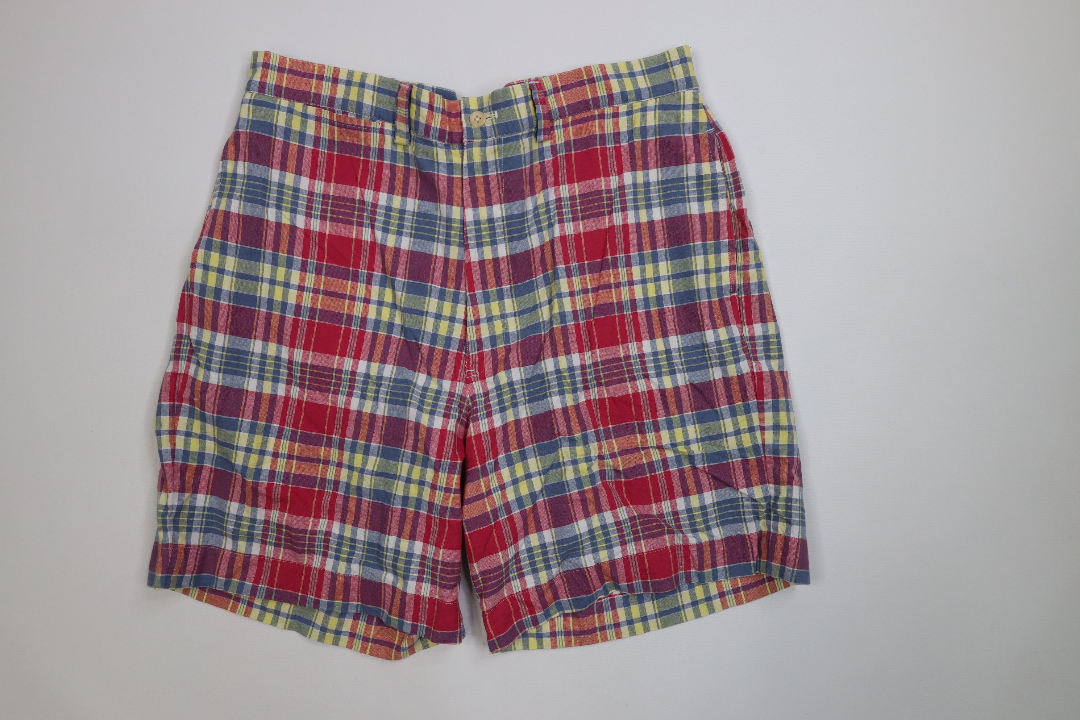 Ralph Lauren Vintage 90s Ralph Lauren India Madras Plaid Flannel Shorts Size US 36 / EU 52 - 1 Thumbnail