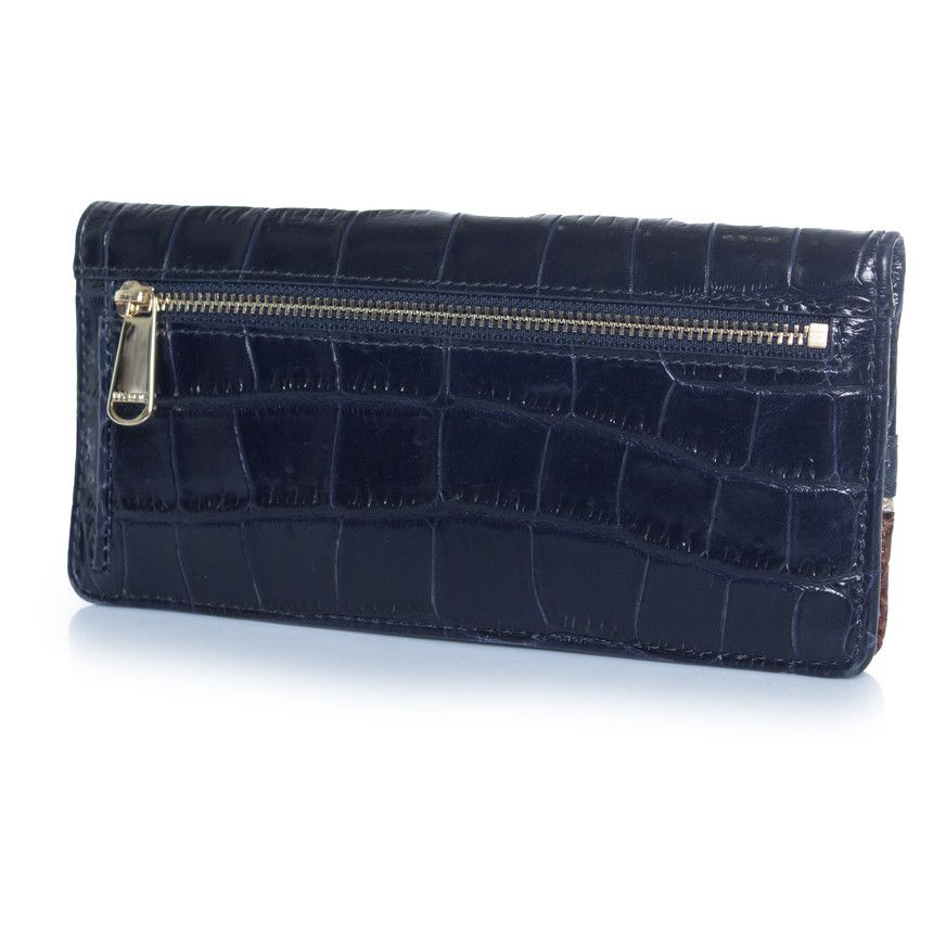 BRAHMIN Brahmin, croc embossed brown blue leather wallet Size ONE SIZE - 2 Thumbnail