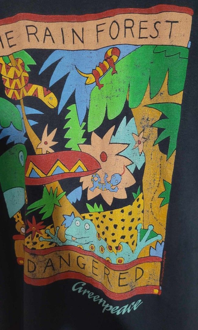 Vintage 1988 Greenpiece shirt The Rainforest Endangared Size US XL / EU 56 / 4 - 2 Thumbnail