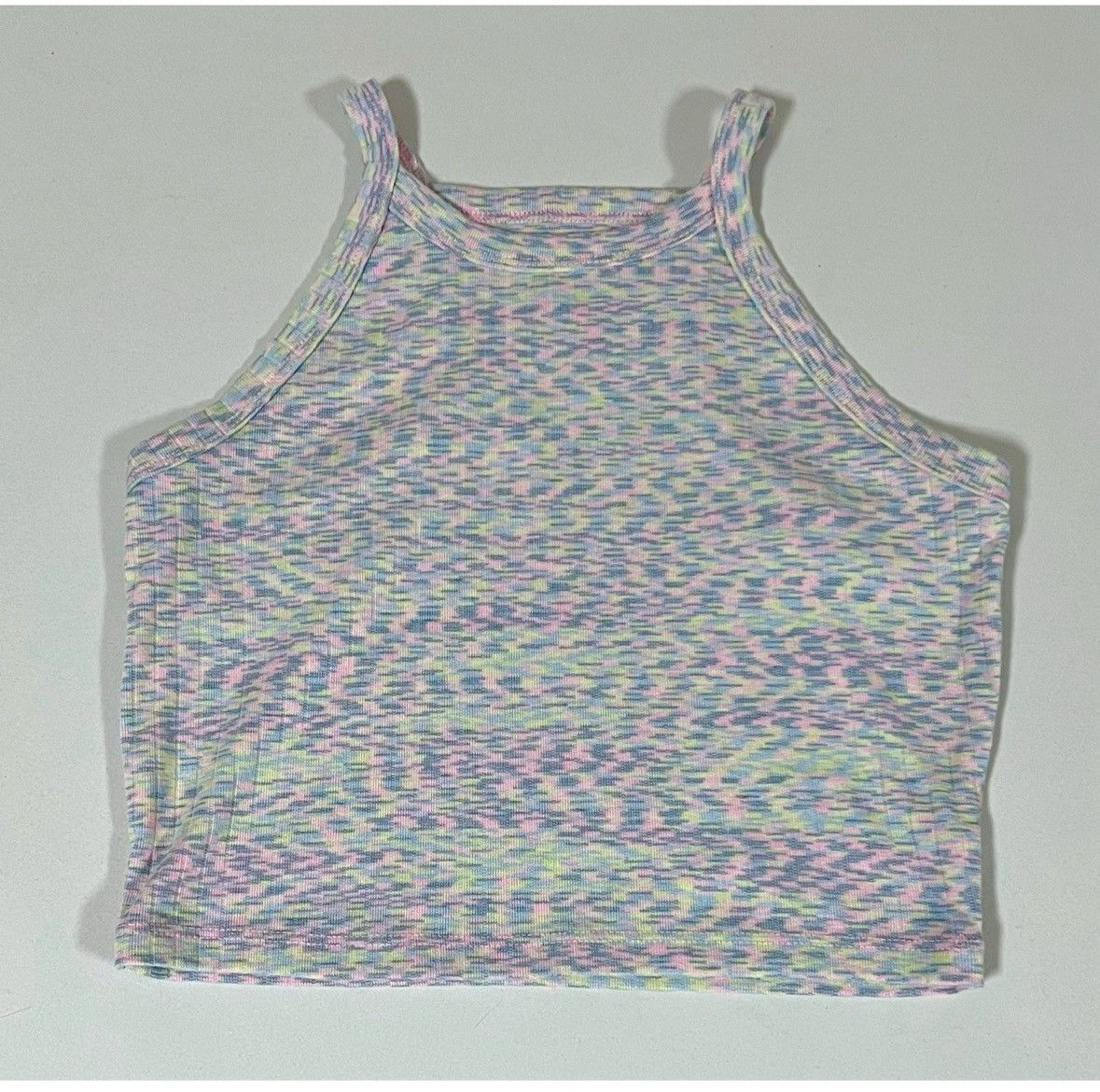 American Eagle Outfitters Periwinkle Marled Square-Neck Halter Crop Top Shirt Size M🦋✨ Size M / US 6-8 / IT 42-44 - 2 Thumbnail