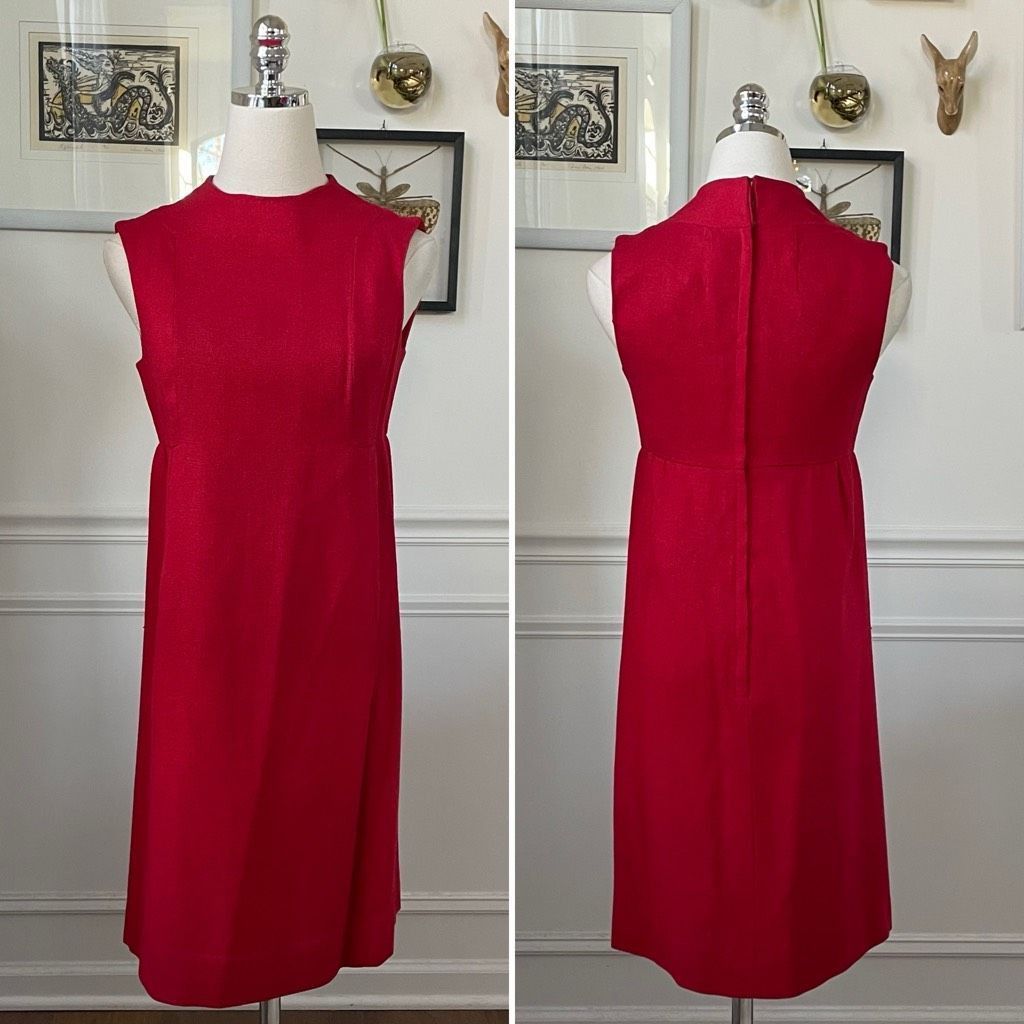 Saks Fifth Avenue Vintage 60s Saks Fifth Avenue Mock Neck Sleeveless Shift Dre Size S / US 4 / IT 40 - 1 Thumbnail