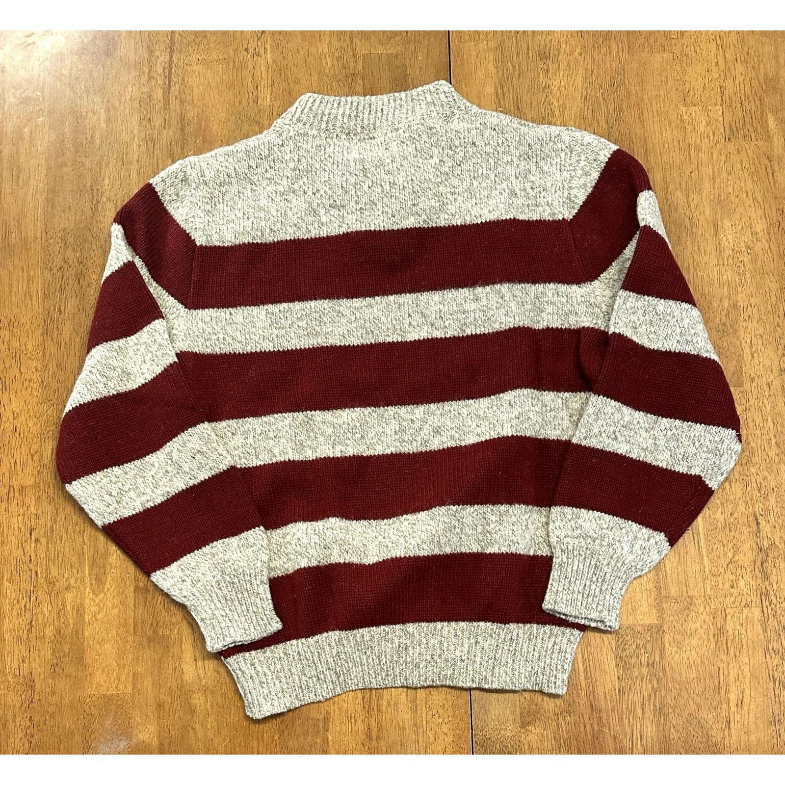 Vintage VINTAGE Trails End Sweater Henley Large Red Gray Two Tone Striped 80s Wool Mens Size US L / EU 52-54 / 3 - 3 Thumbnail