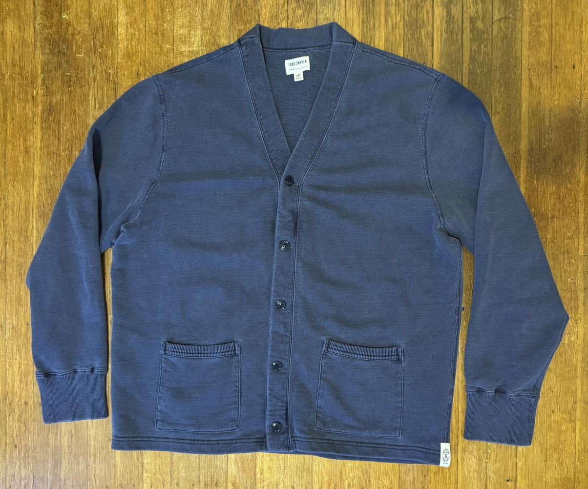 Todd Snyder Todd Snyder The Garmet Dyed Blue Cardigan Sweatshirt, NEW Size US XXL / EU 58 / 5 - 1 Thumbnail