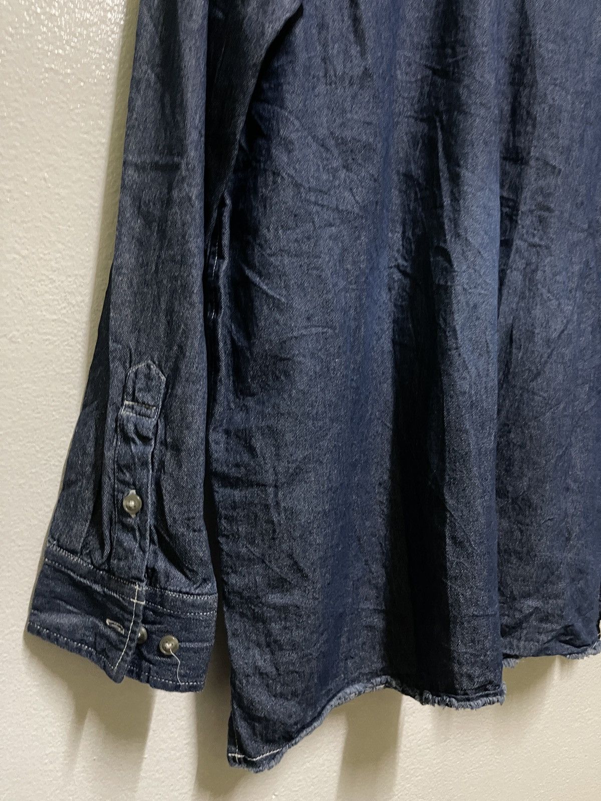 Japanese Brand Drug Stores Denim Shirt Hybrid Printed Size US XL / EU 56 / 4 - 12 Thumbnail