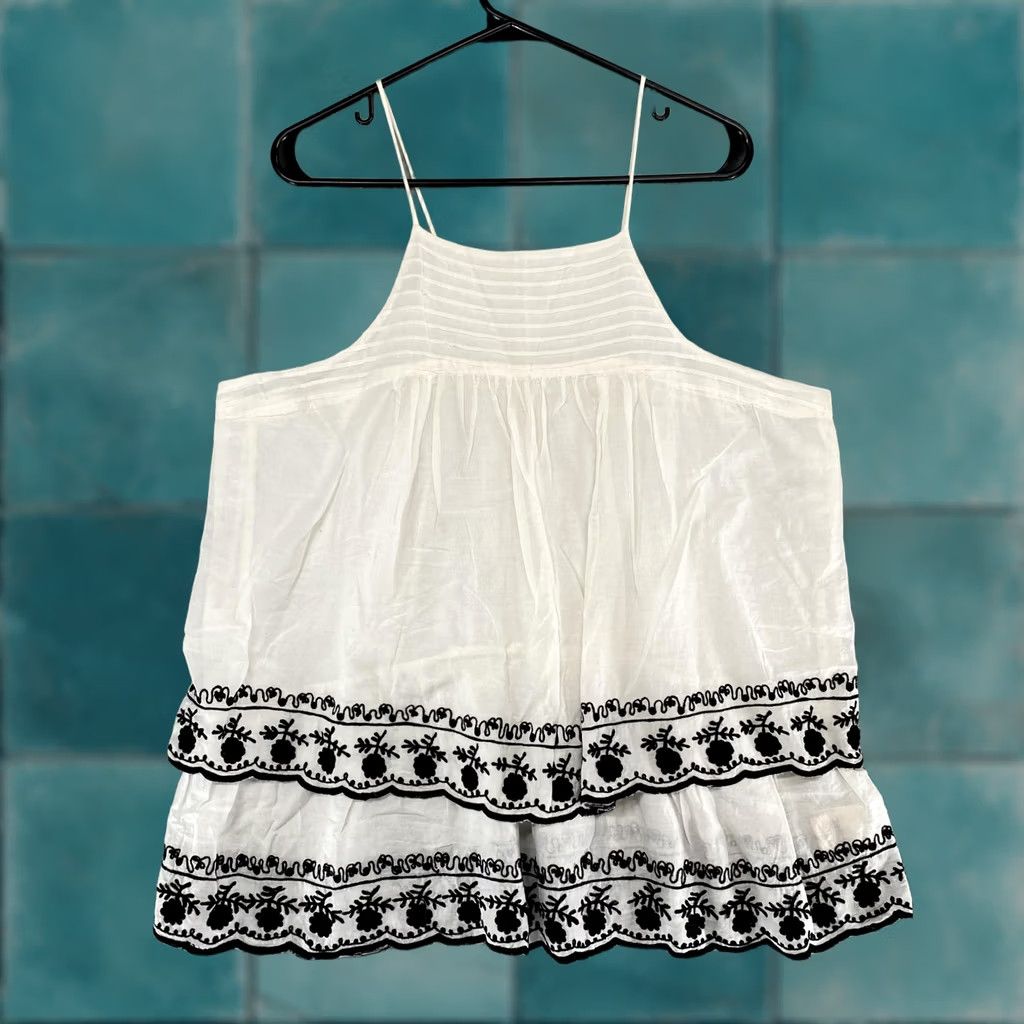 Vintage VINTAGE Floreat Embroidered Tank Top Womens 16 White Cotton Tiered Boho Beach Anthro Size XXL / US 16-18 / IT 52-54 - 1 Thumbnail
