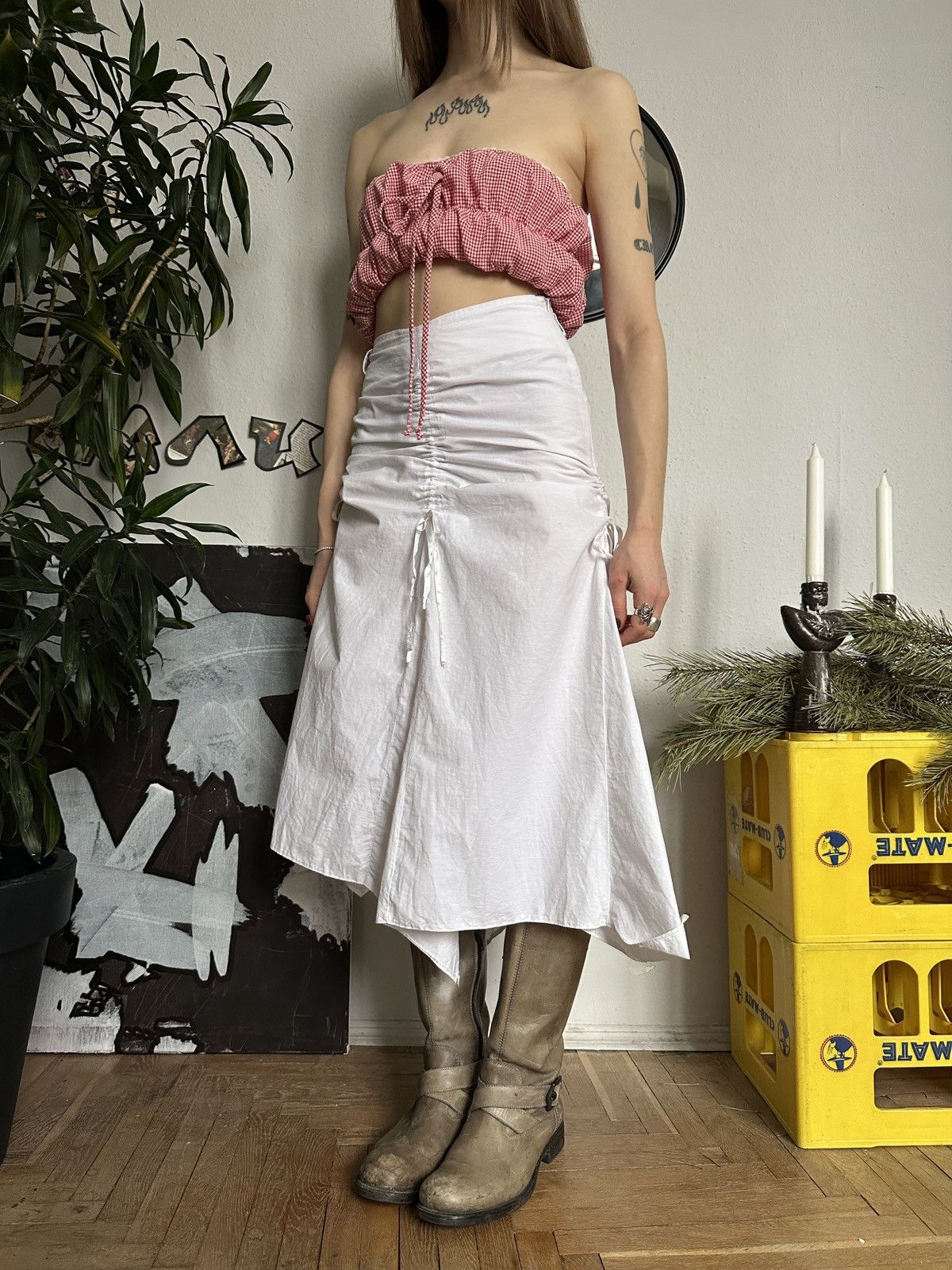 Japanese Brand × Seditionaries Crinkled Ruffle Fairy Core Bohemian Style Midi Skirt Size 28" / US 6 / IT 42 - 7 Thumbnail