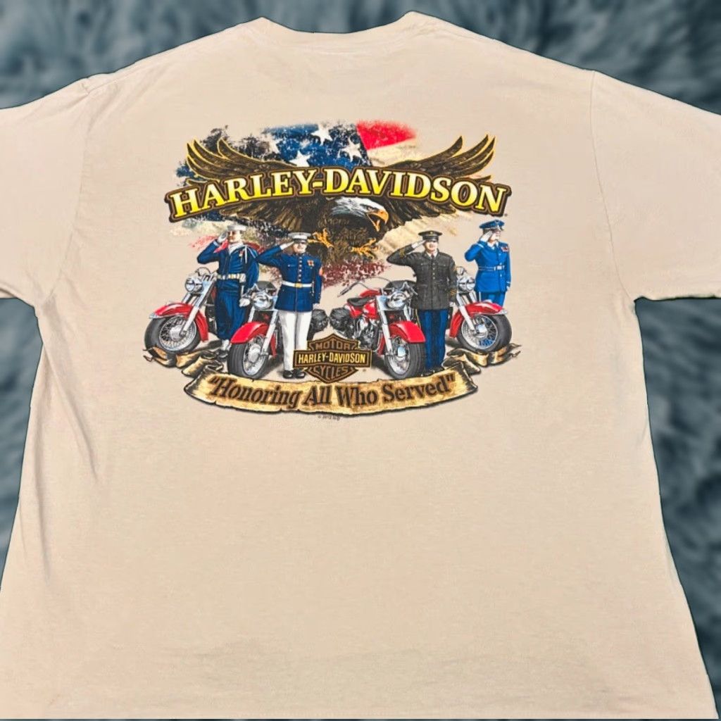 Harley Davidson VINTAGE Harley-Davidson Support Your Troops Biker 2012 Shirt Mens XL Maryland Beige 90s USA Maryland Mens XL Size US XL / EU 56 / 4 - 1 Thumbnail