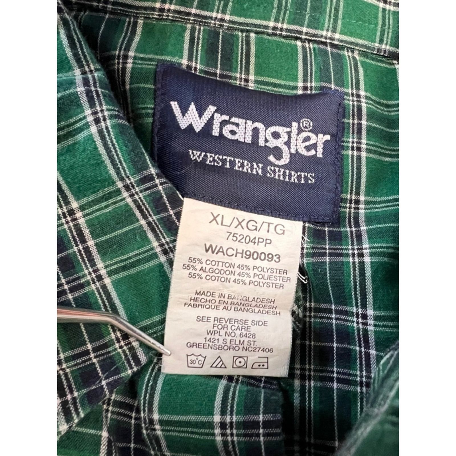 Wrangler Wrangler VTG Western Shirt XL Pearl Snaps Plaid 36.5 Sleeve Size US XL / EU 56 / 4 - 4 Thumbnail