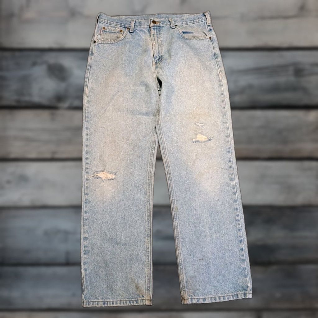 Carhartt Carhartt Jeans Mens 36x32 31" Actual Light Wash Denim 5-Pocket Logo Workwear Regular Fit Blue (B180 STW) Size US 36 / EU 52 - 1 Thumbnail
