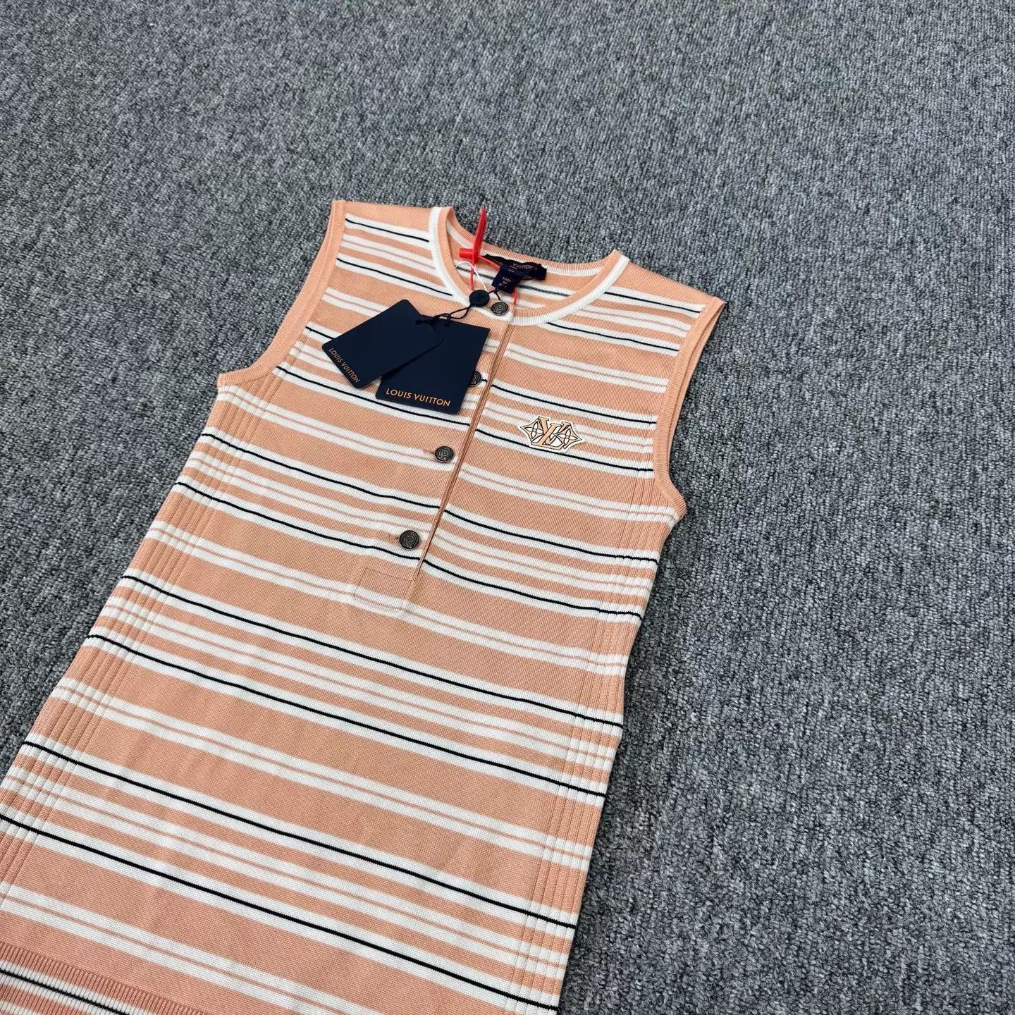 Louis Vuitton LV Orange Striped Print Mulberry Silk Sleeveless Tank XS Size XS / US 0-2 / IT 36-38 - 3 Thumbnail