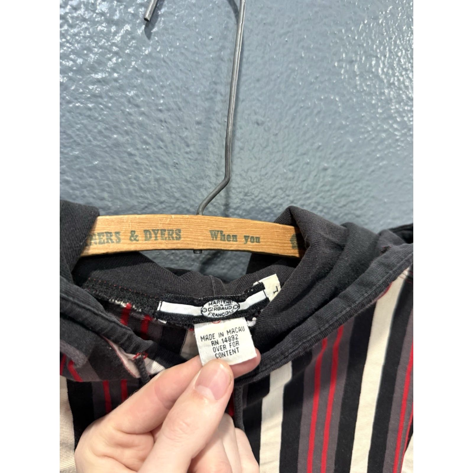 Vintage VINTAGE Marithe Francois Girbaud Hoodie Striped Long Sleeve Mens L Black 90s Pullover Size US L / EU 52-54 / 3 - 2 Thumbnail