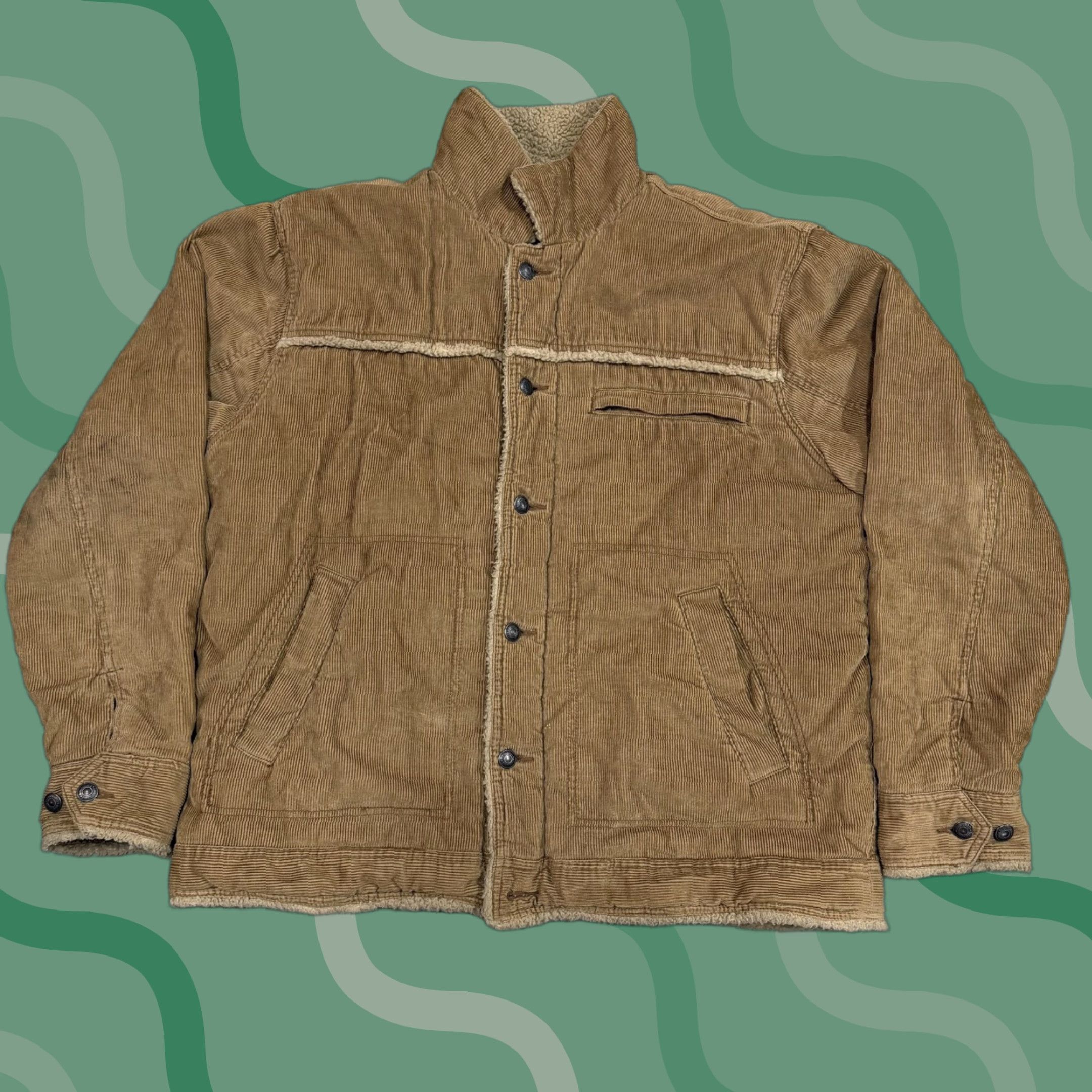 Aeropostale VINTAGE Aeropostale Jacket Mens Large Brown Corduroy Sherpa Lined western 90s Size US L / EU 52-54 / 3 - 1 Thumbnail