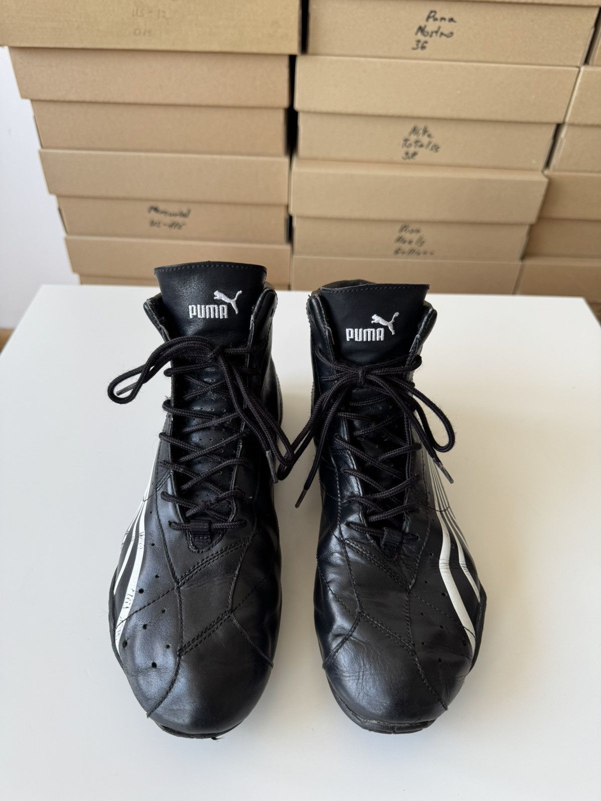 Japanese Brand × Puma × Vintage Vintage Puma Asana Black Leather Hi Top Sneakers Y2K Size US 8.5 / IT 38.5 - 6 Thumbnail