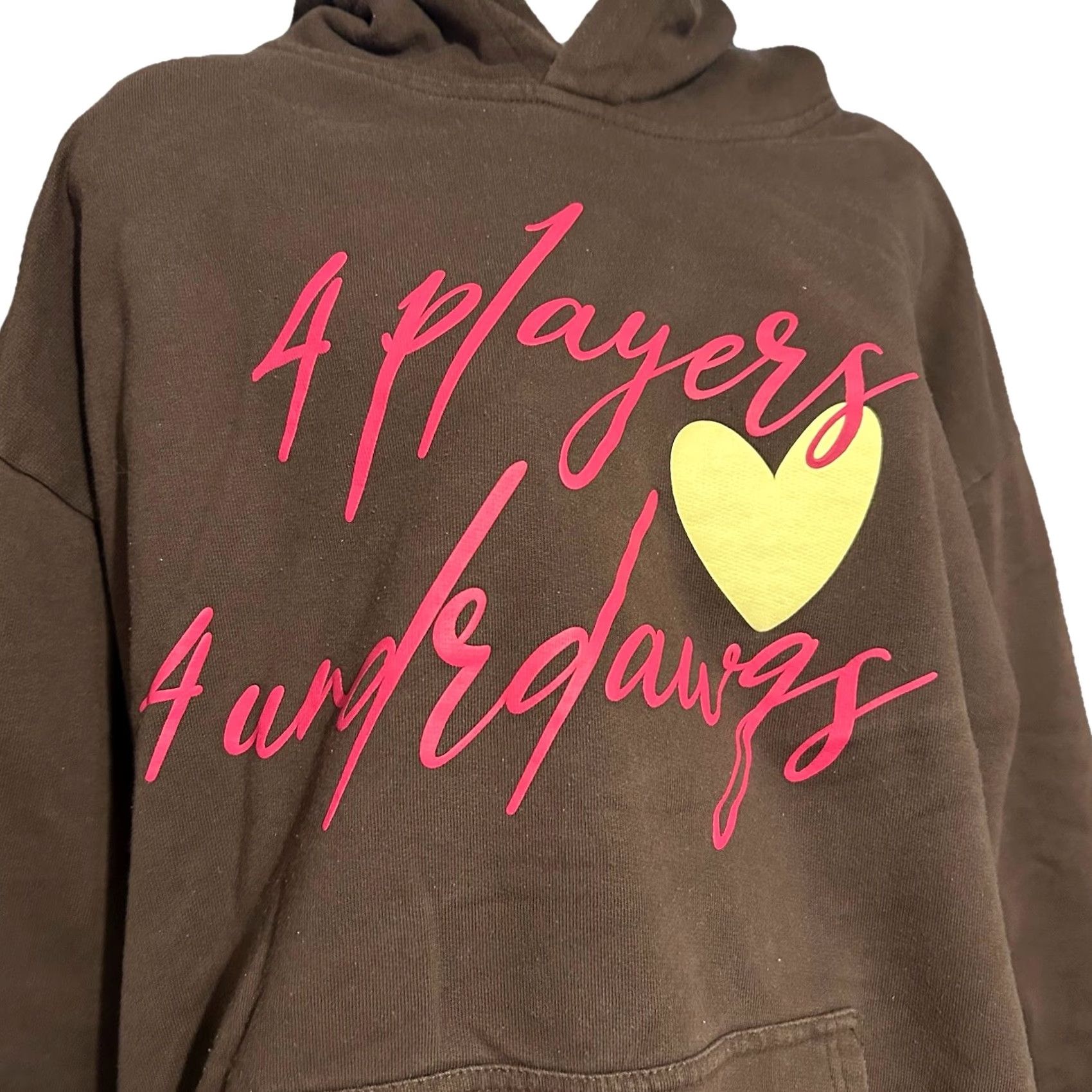 J Brand 44 Brand 4 Players 4 Underdogs Hoodie Women L Brown Embroidered Chest Modern Pullover Hooded Knit Long Sleeve Casual Winter Vintage No Size L / US 10 / IT 46 - 4 Thumbnail