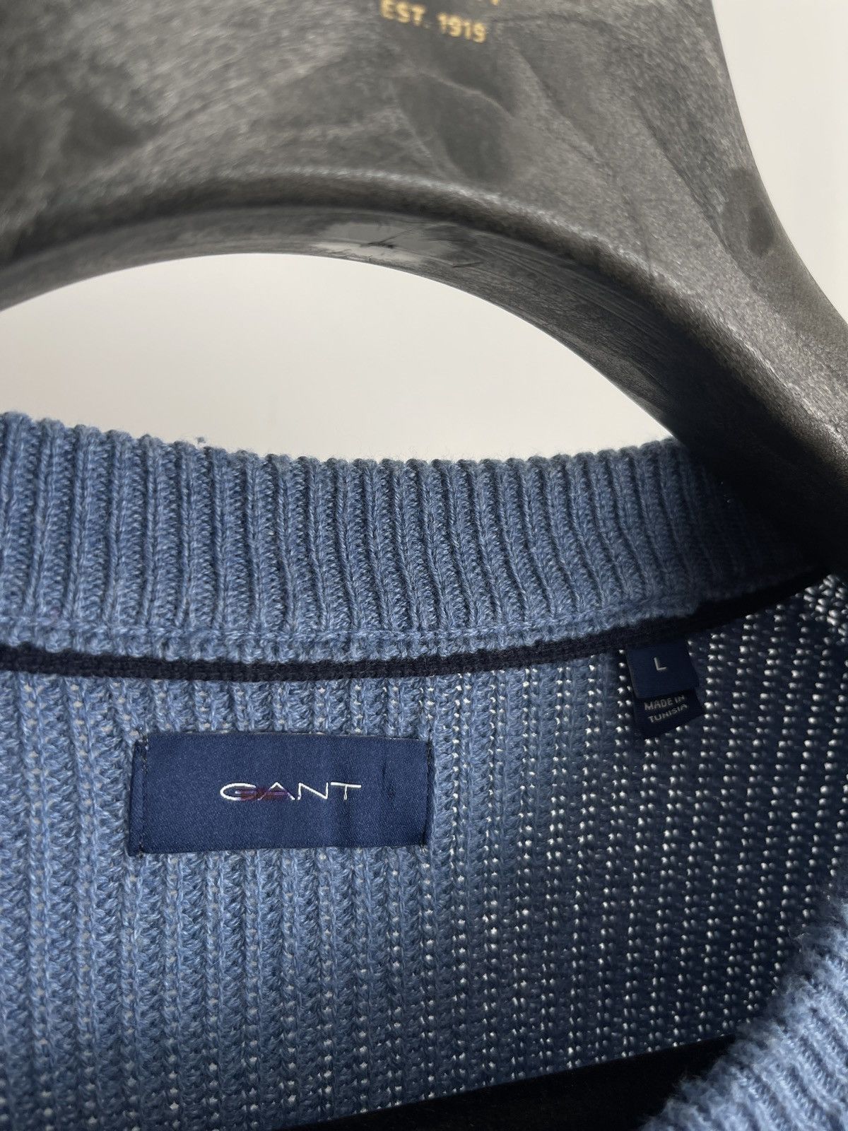 Gant Sweater wool Gant blue casual jumper knit crew neck Size US L / EU 52-54 / 3 - 4 Thumbnail