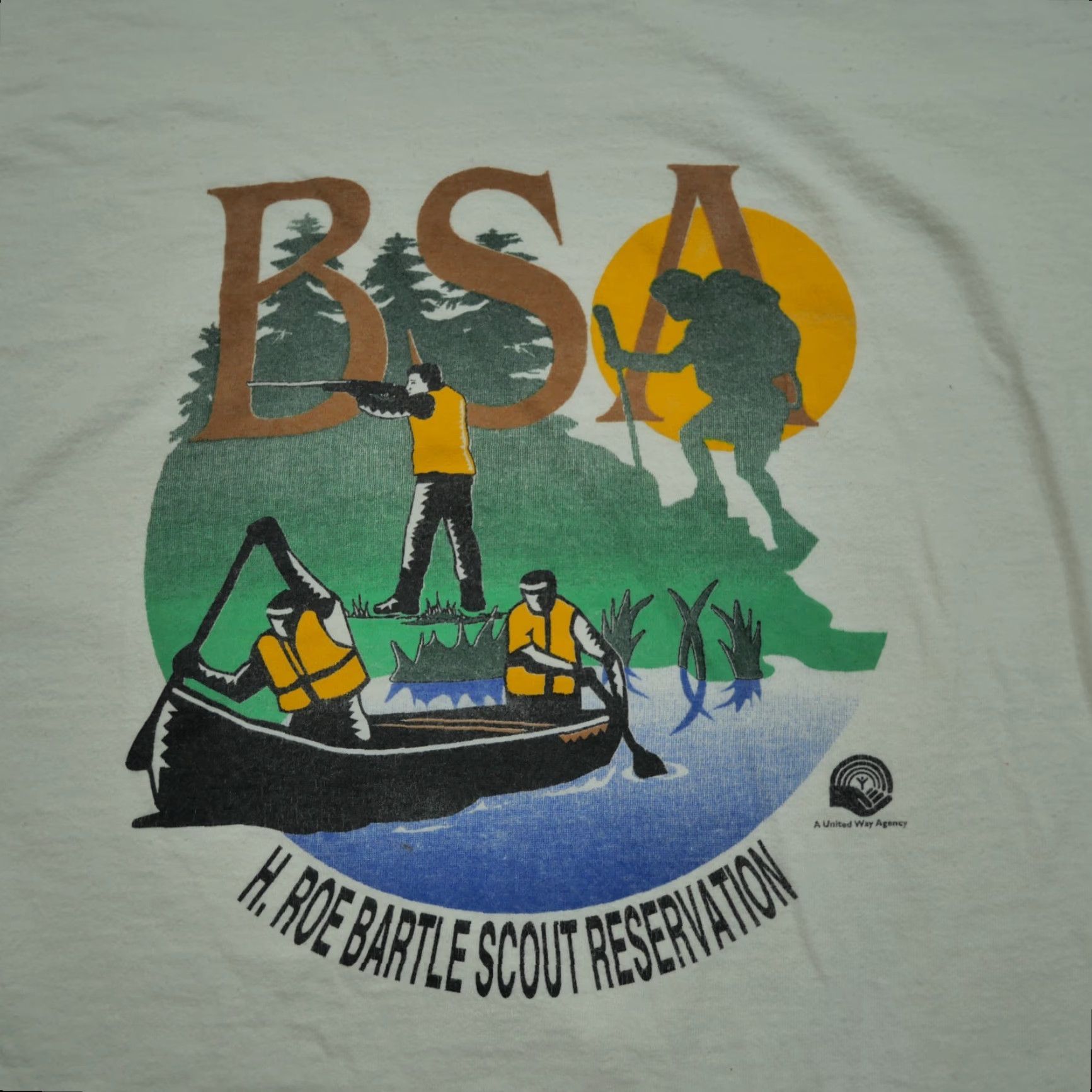 Fruit Of The Loom VINTAGE H Roe Bartle T Shirt Adult XL Cream Boy Scout Camp Distressed BSA 90s Size US XL / EU 56 / 4 - 2 Thumbnail