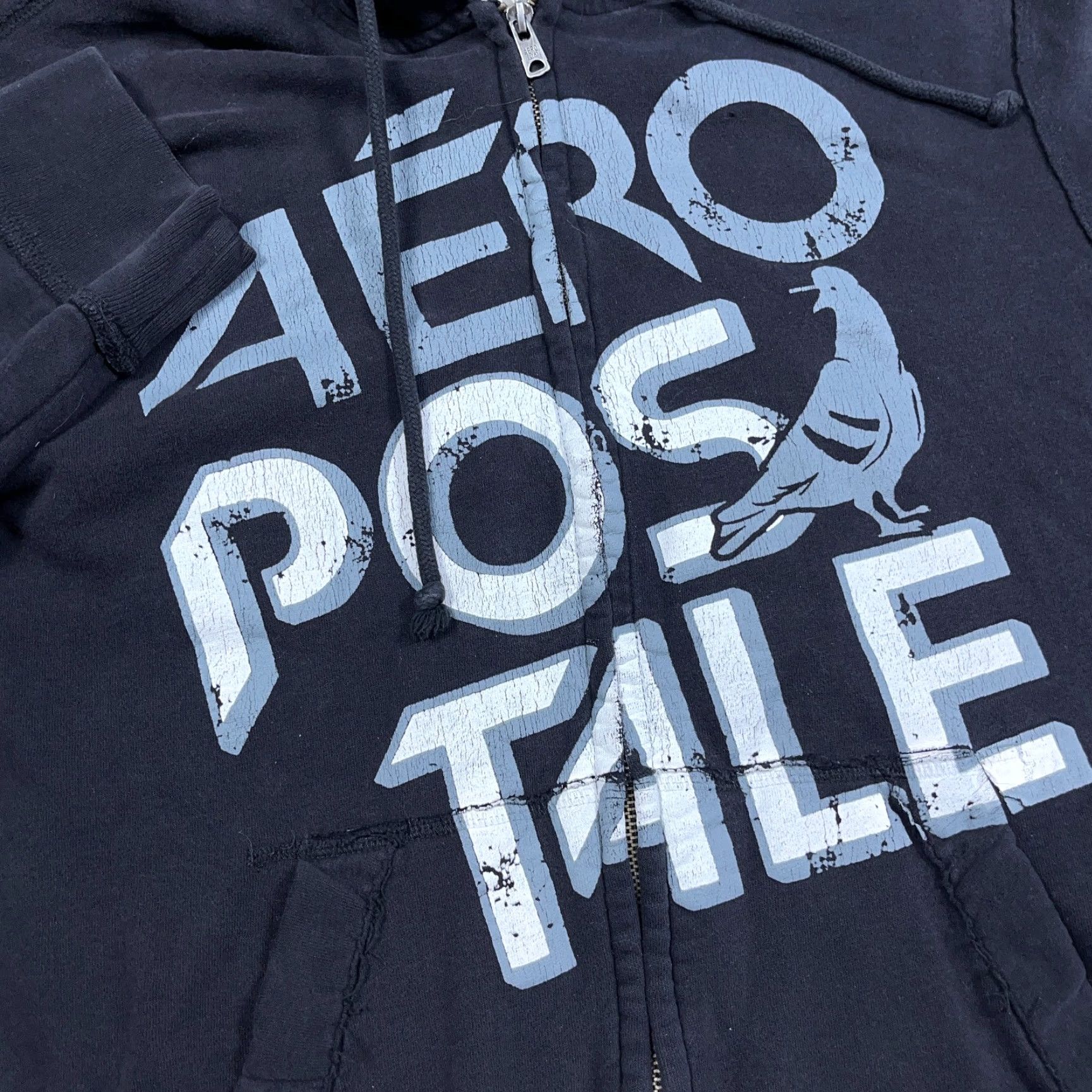 Aeropostale VINTAGE Aeropostale Hoodie Men 2XL Black Full Zip Logo Hooded Sweatshirt 00s Size US XXL / EU 58 / 5 - 3 Thumbnail