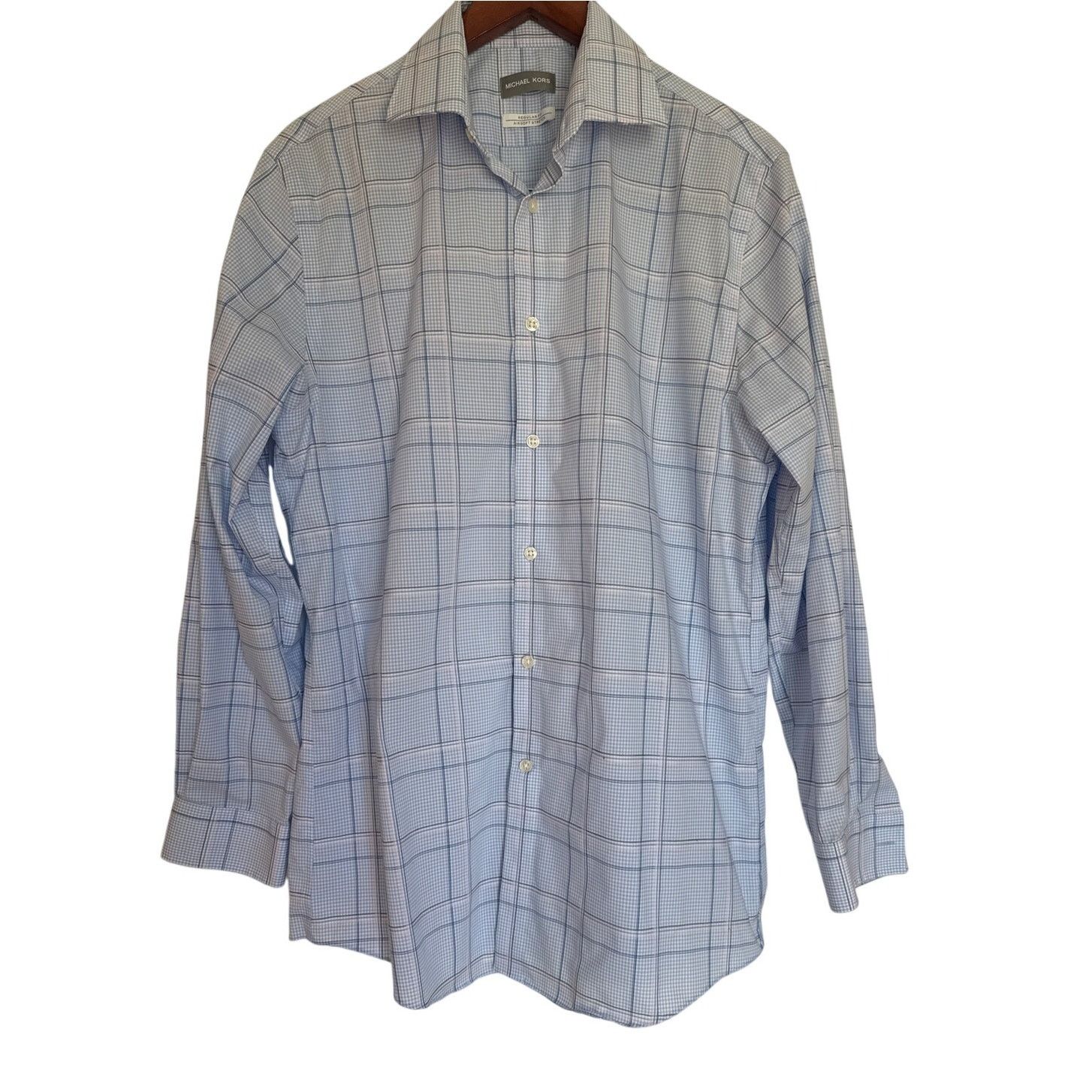 Michael Kors Michael Kors Light Blue Plaid Men Performance Dress Shirt L Size US L / EU 52-54 / 3 - 7 Thumbnail