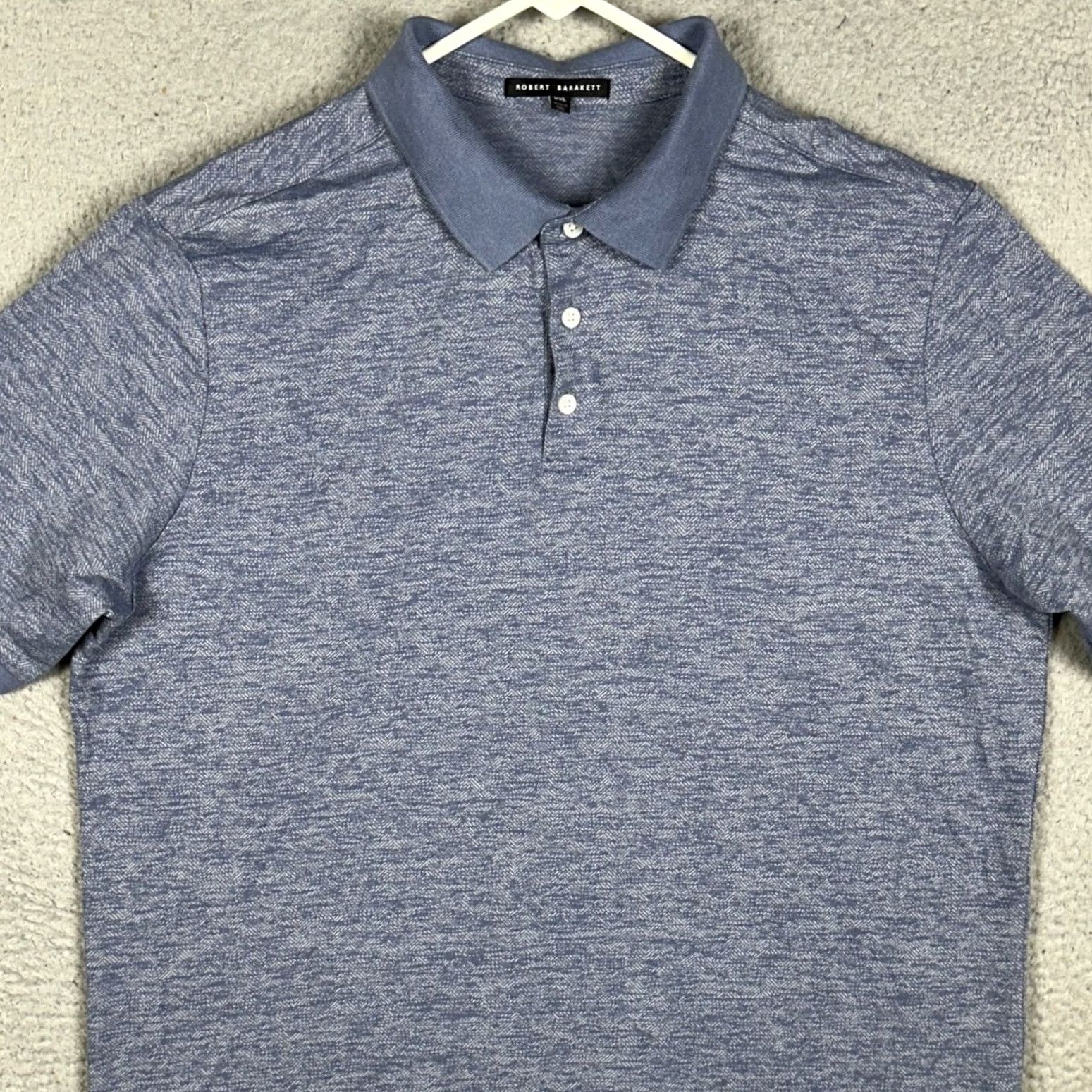 Vintage Robert Barakett Polo Shirt Mens 2XL Blue Herringbone Short Sleeve Golf Rugby Polo Shirt Mens 2XL Blue Size US XXL / EU 58 / 5 - 3 Thumbnail