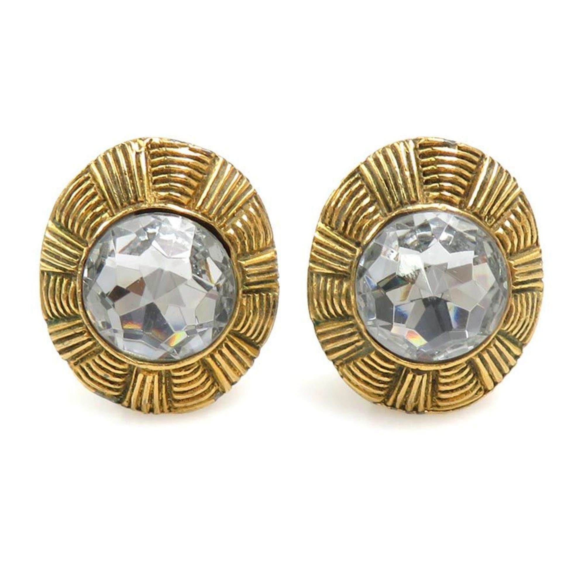 Chanel CHANEL Metal Rhinestone Earrings in Gold and Silver for Women (e60805a) Size ONE SIZE - 1 Thumbnail