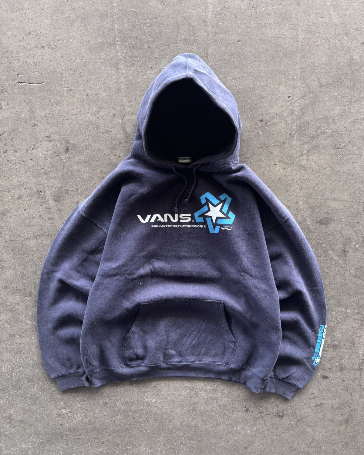 Vans 1990s Vans Faded Navy Boxy Hoodie Size US XL / EU 56 / 4 - 1 Thumbnail