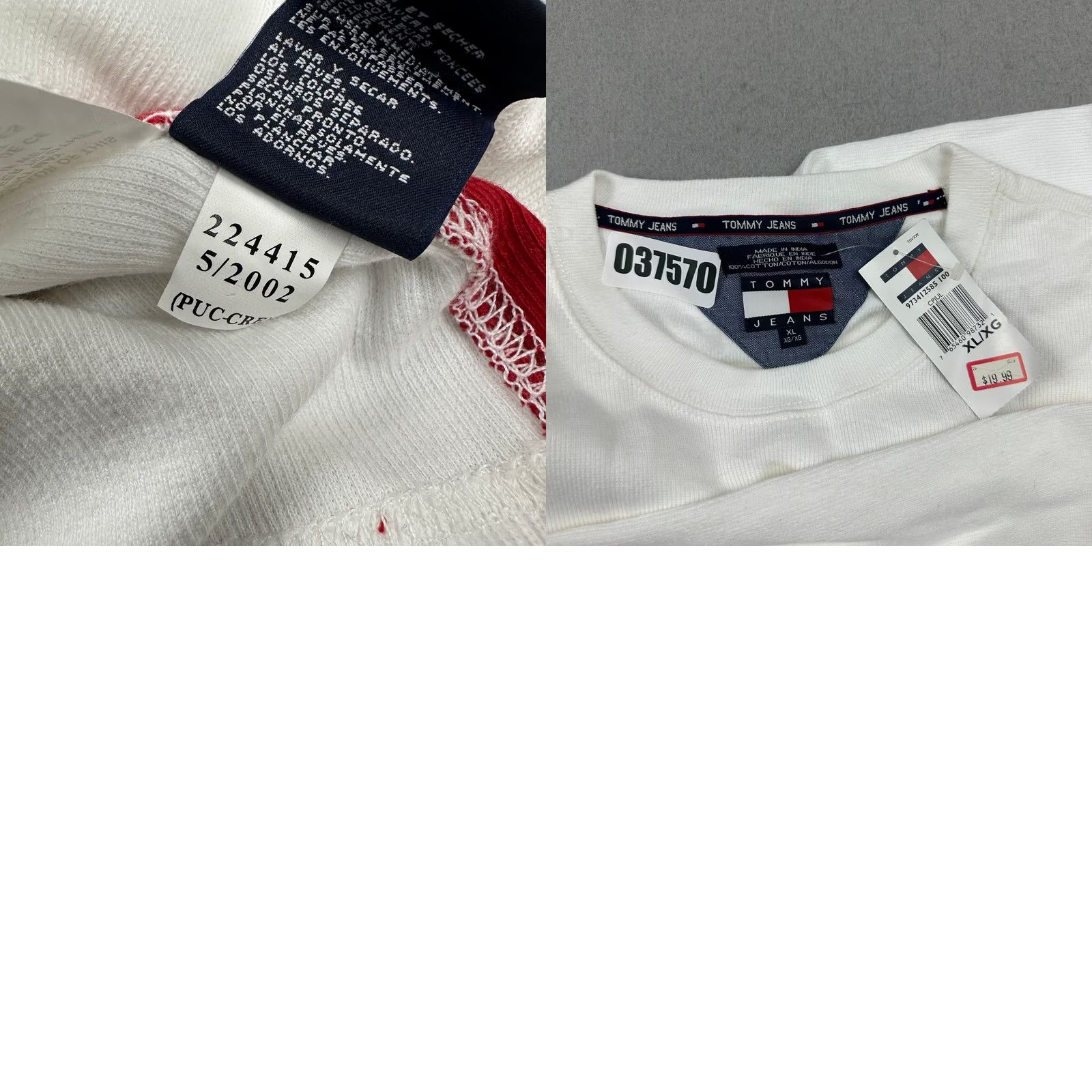 Tommy Hilfiger VINTAGE Tommy Hilfiger Jeans Shirt XL White Knit Crew Neck Logo Long Sleeve Men Shirt Size US XL / EU 56 / 4 - 8 Thumbnail