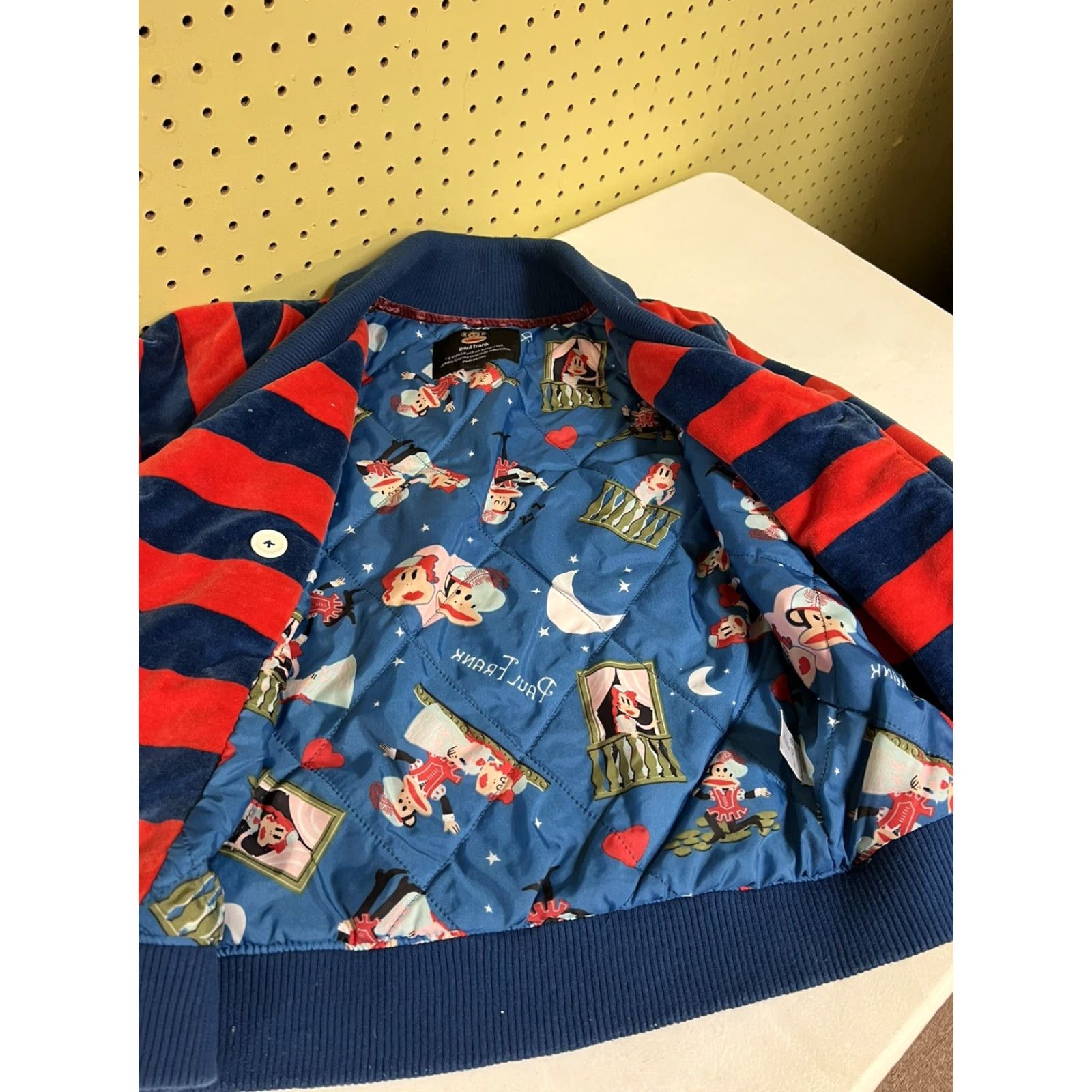 Paul Frank Paul Frank Women Striped Velvet Button Jacket S Multicolor Pea Coat - Missing Button Size S / US 4 / IT 40 - 4 Thumbnail