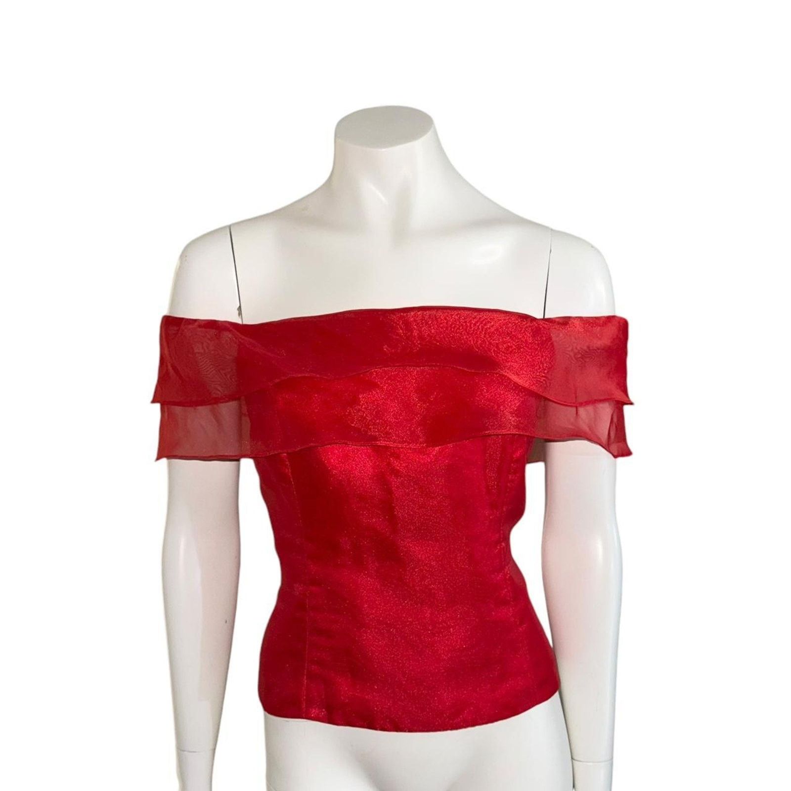 Other Ursula of Switzerland Red Off Shoulder Corset Style Top Size XL / US 12-14 / IT 48-50 - 2 Thumbnail