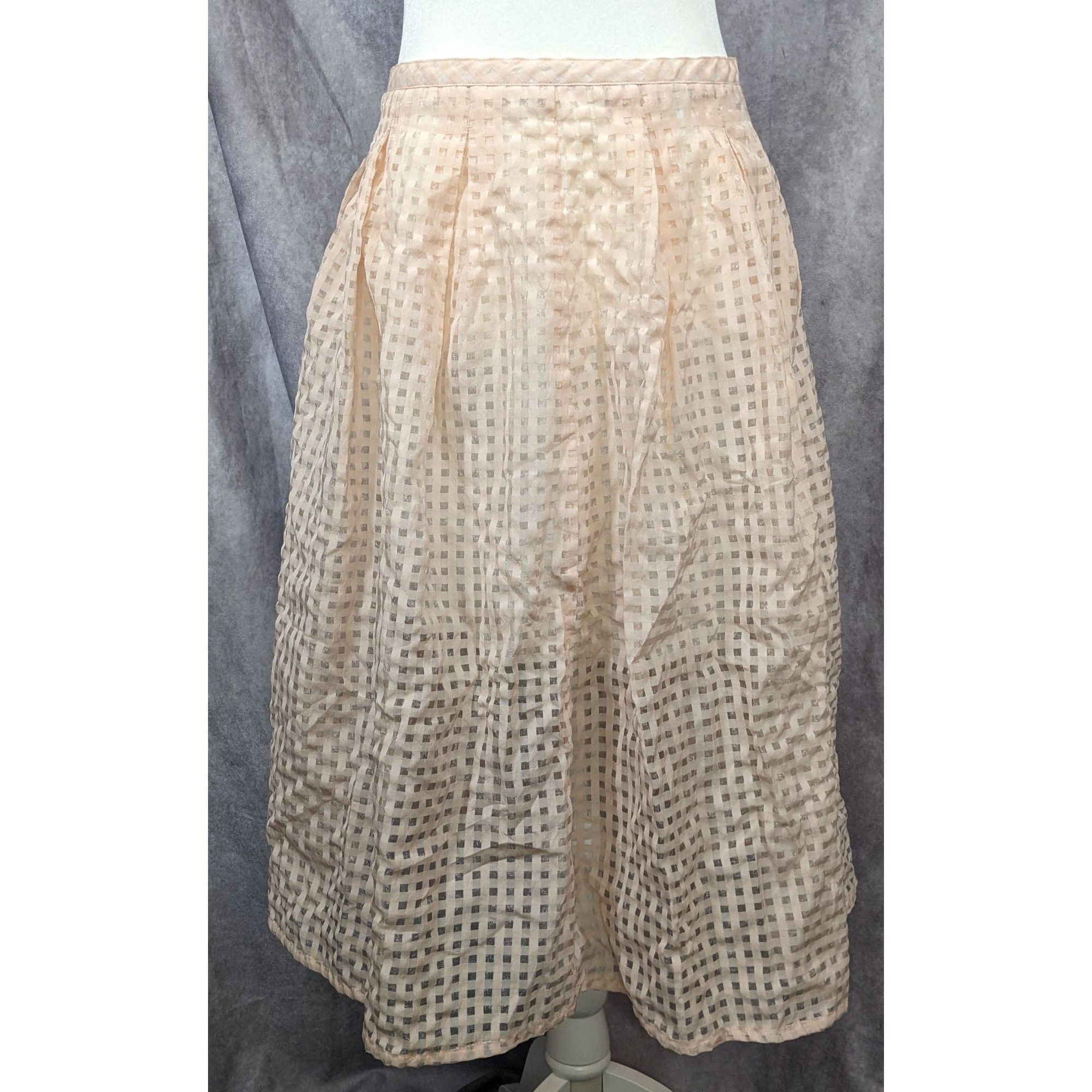 Other Retro Pale Pink Checkered Midi Skirt by Jack Size 27" / US 4 / IT 40 - 7 Thumbnail