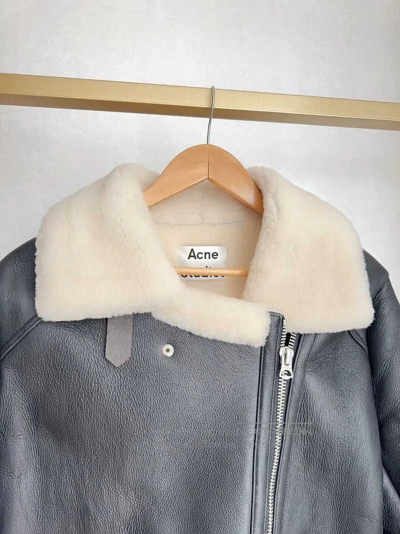 Acne Studios Acne Studios Black Leather and Fur Integrated Biker Jacket Size XXS / US 00 / IT 34 - 2 Thumbnail