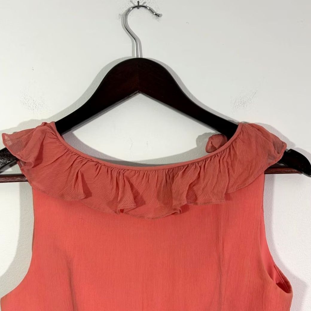 Vintage J Crew Coral Ruffle Wrap Dress Sleeveless Summer Cocktail Party Womens 0 Size XS / US 0-2 / IT 36-38 - 4 Thumbnail